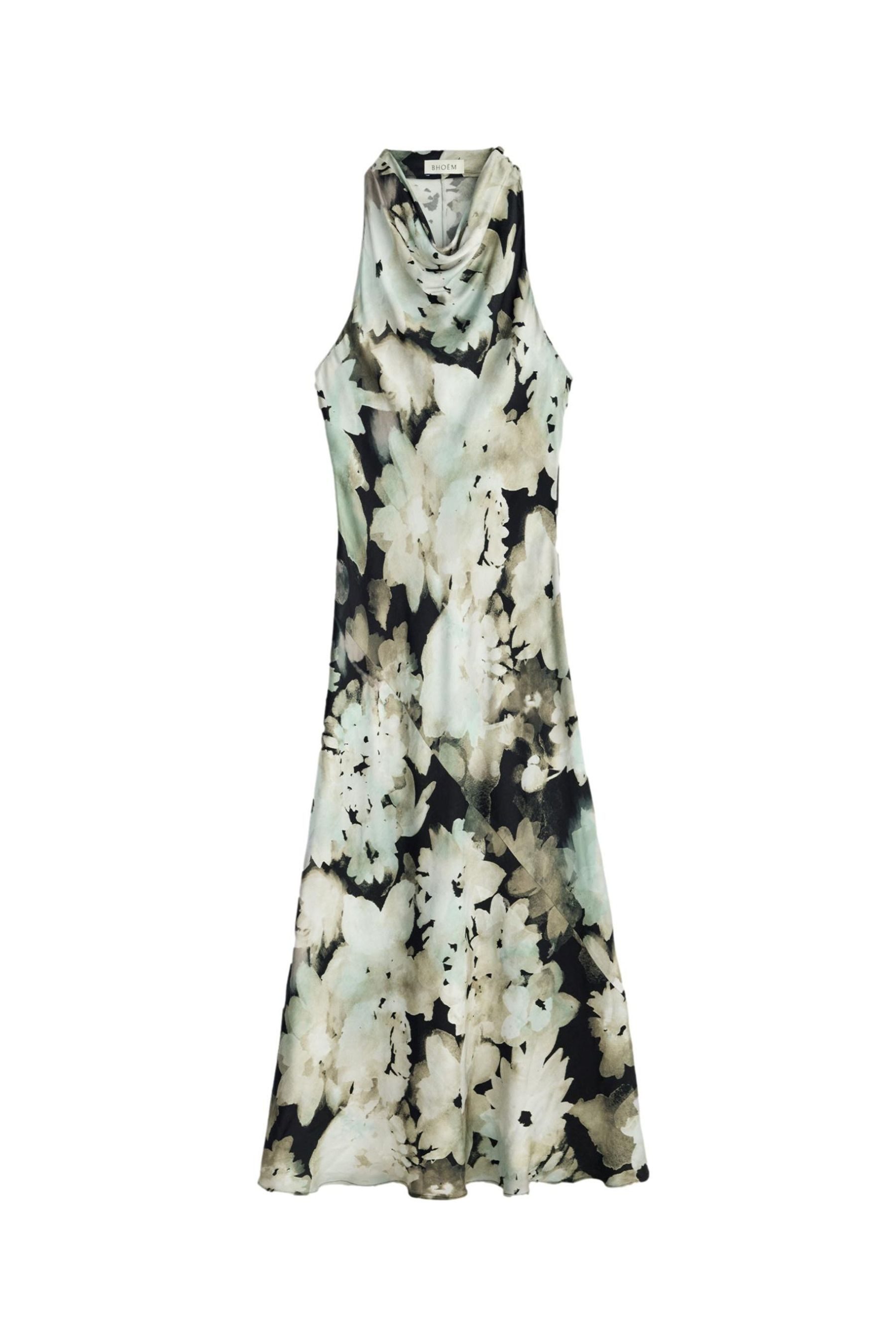 Bhoem Midikleid BHOEM Maxikleid mit Stehkragen und Blumenmuster (1-tlg)