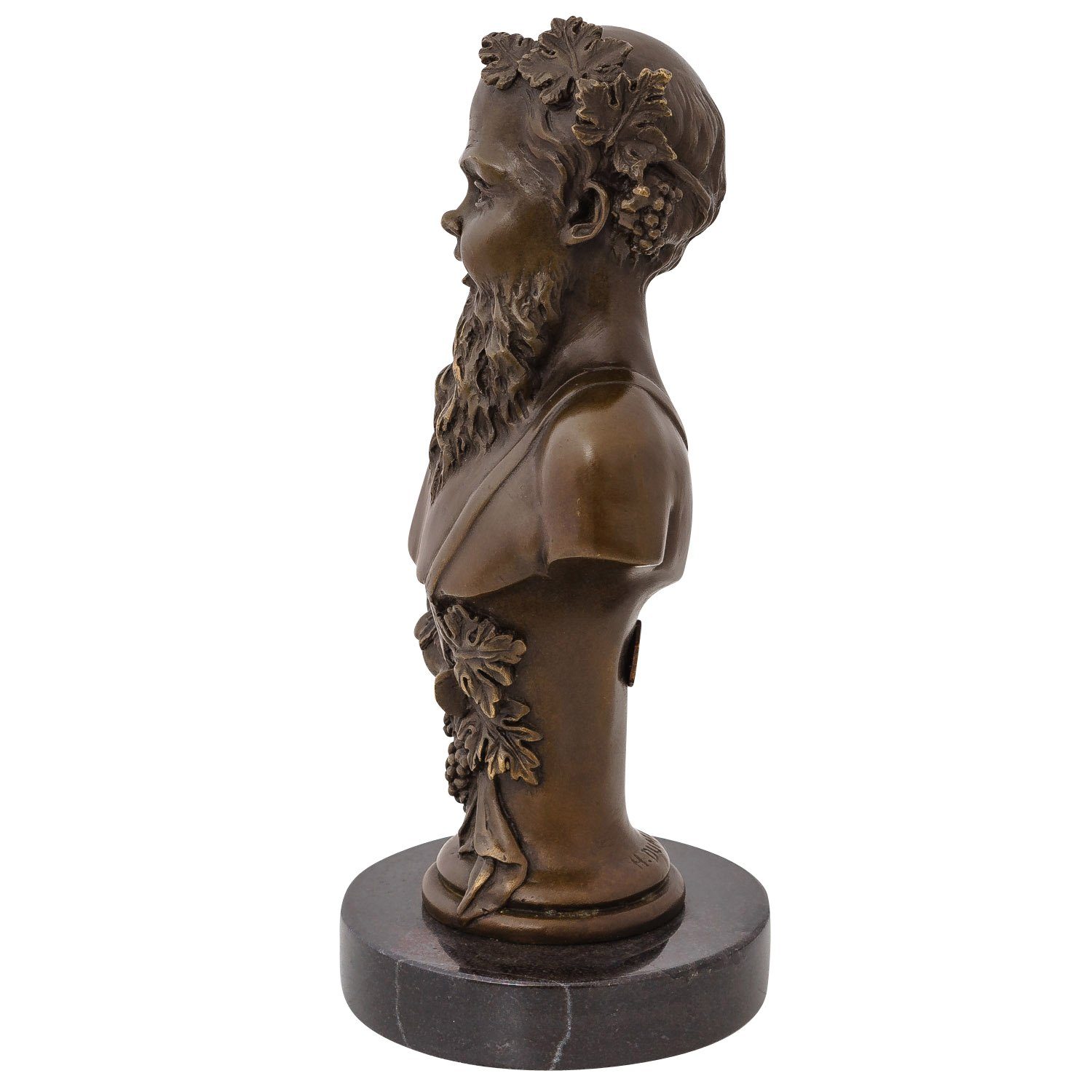 Skulptur Skulptur Gott Bacchus Antik-Stil Wein des römischer Bronzefigur Aubaho Büste