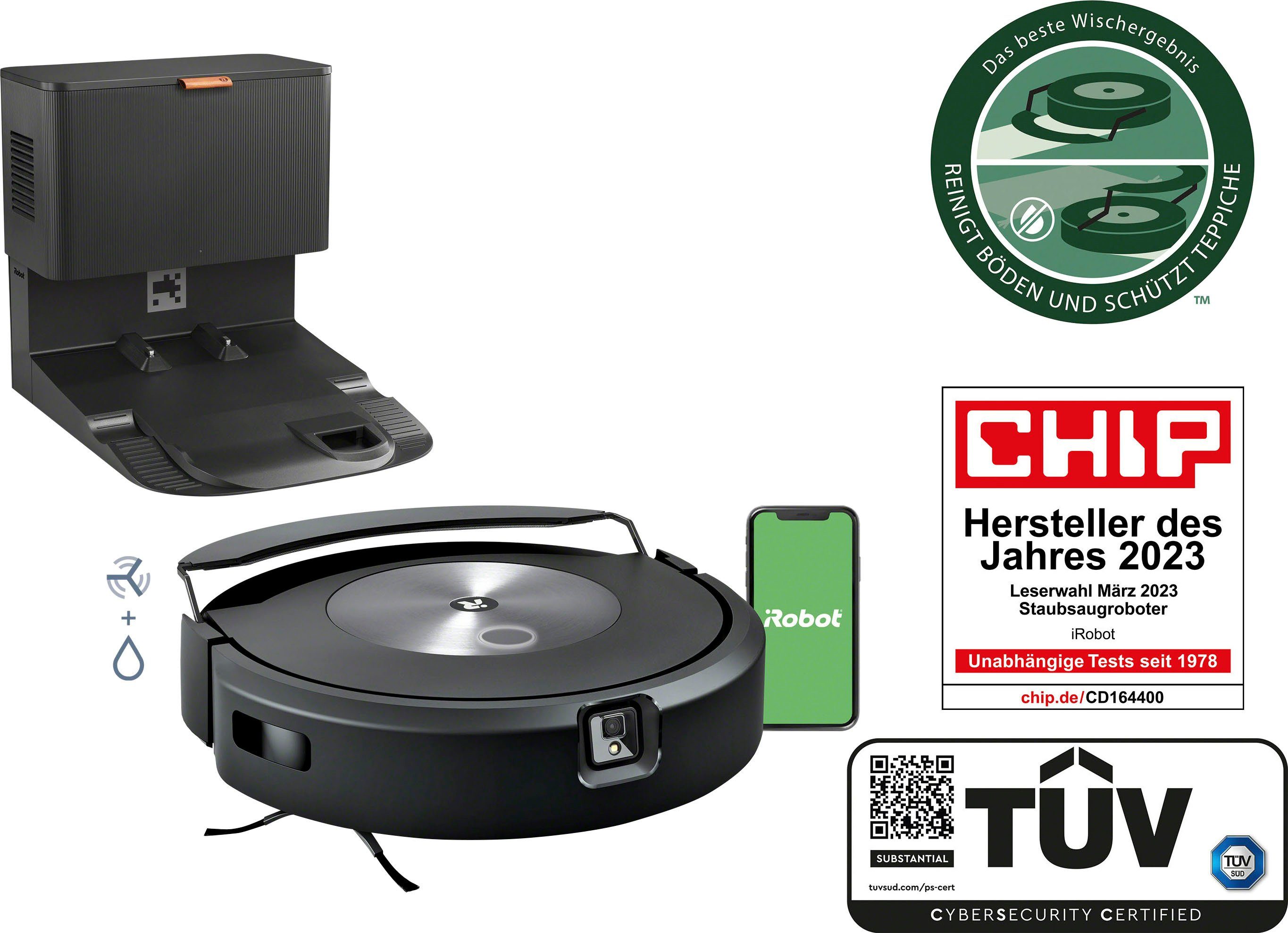 Roomba Automatischer Base und (c755840) Reinigung Saugroboter mit Mit autom. Combo Clean Wischroboter, Absaugstation Saug- iRobot für Absaugstation, j7+ staubfreie
