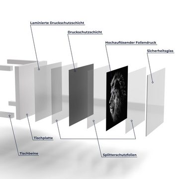 DEQORI Couchtisch 'König der Tiere im Profil', Glas Beistelltisch Glastisch modern