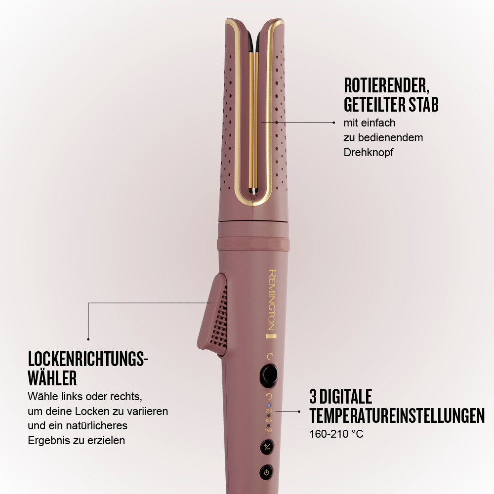 Remington Lockenstab AIRviveRotierender Lockenstab (CI8930), Keramik-Beschichtung, rotierend, Ionic Air, Anti-Frizz-Mikrowirkstoffe, 160-210°