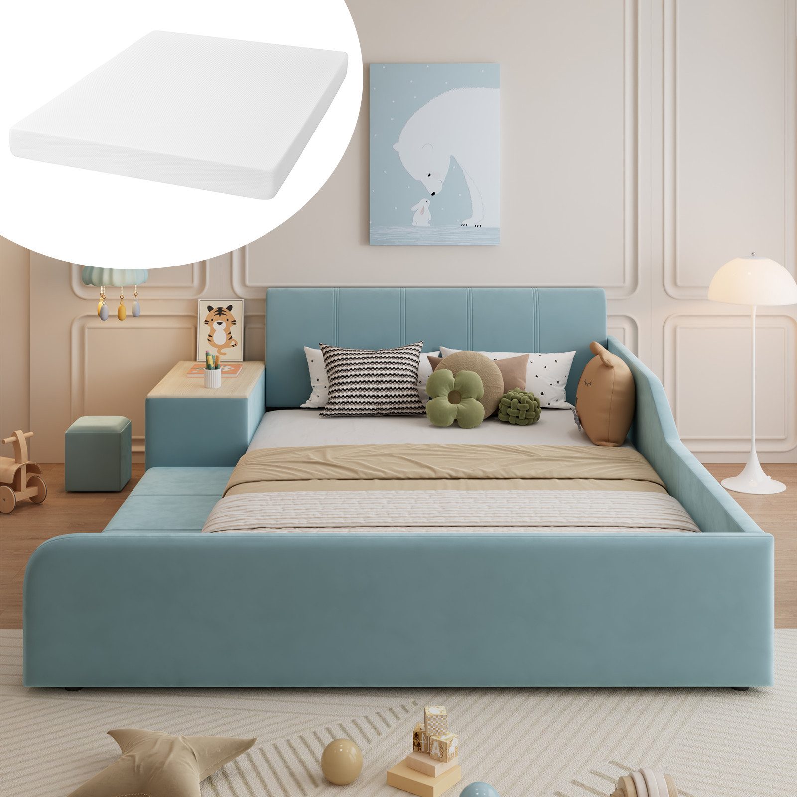 OKWISH Polsterbett Kinderbett Funktionsbett (mit Schreibtisch, günstig online kaufen