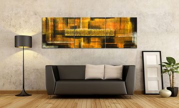 WandbilderXXL XXL-Wandbild Golden Matrix 210 x 70 cm, Abstraktes Gemälde, handgemaltes Unikat