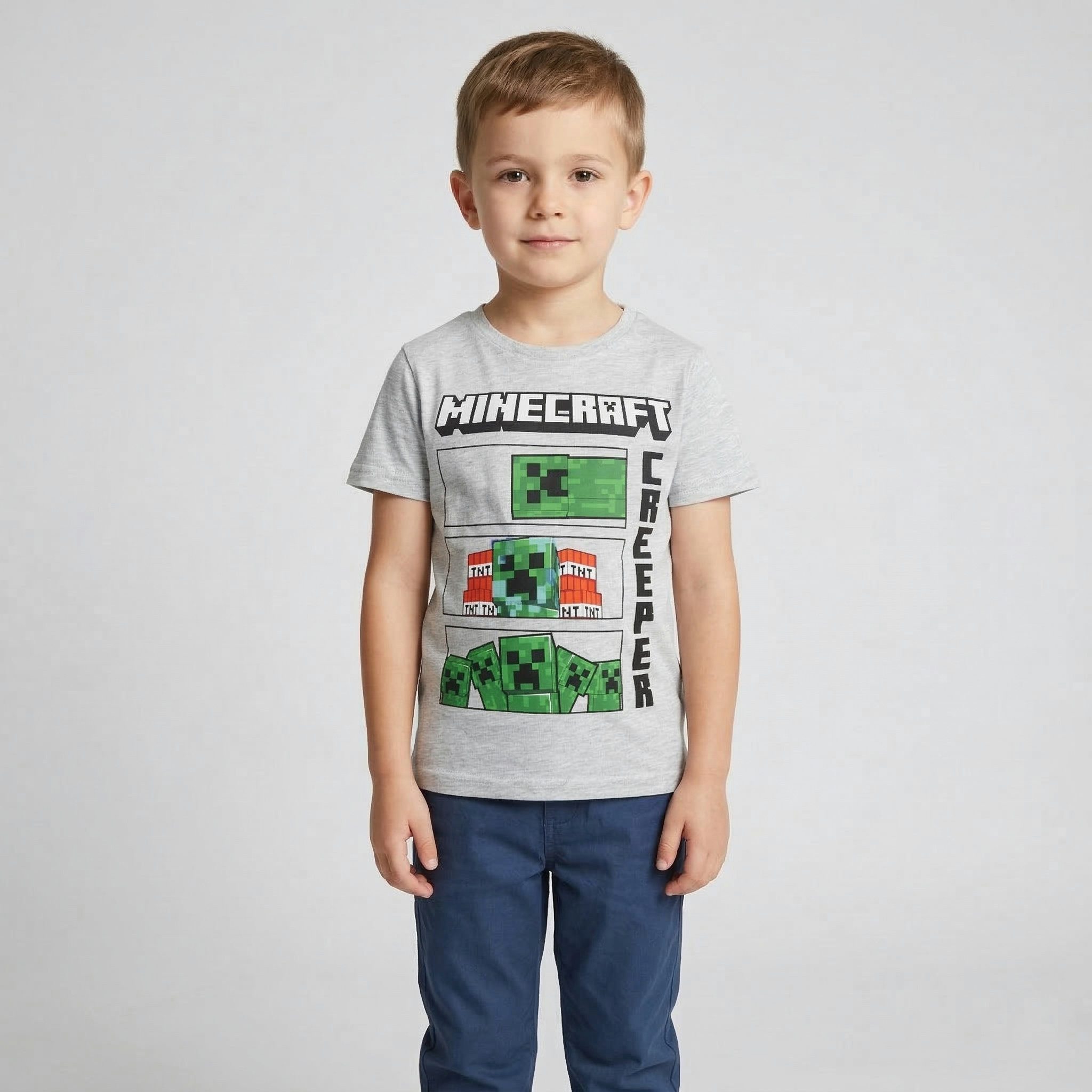 Minecraft Print-Shirt Minecraft Creeper Steve Kinder T-Shirt Kurzarm Shirt Baumwolle Gr. 116