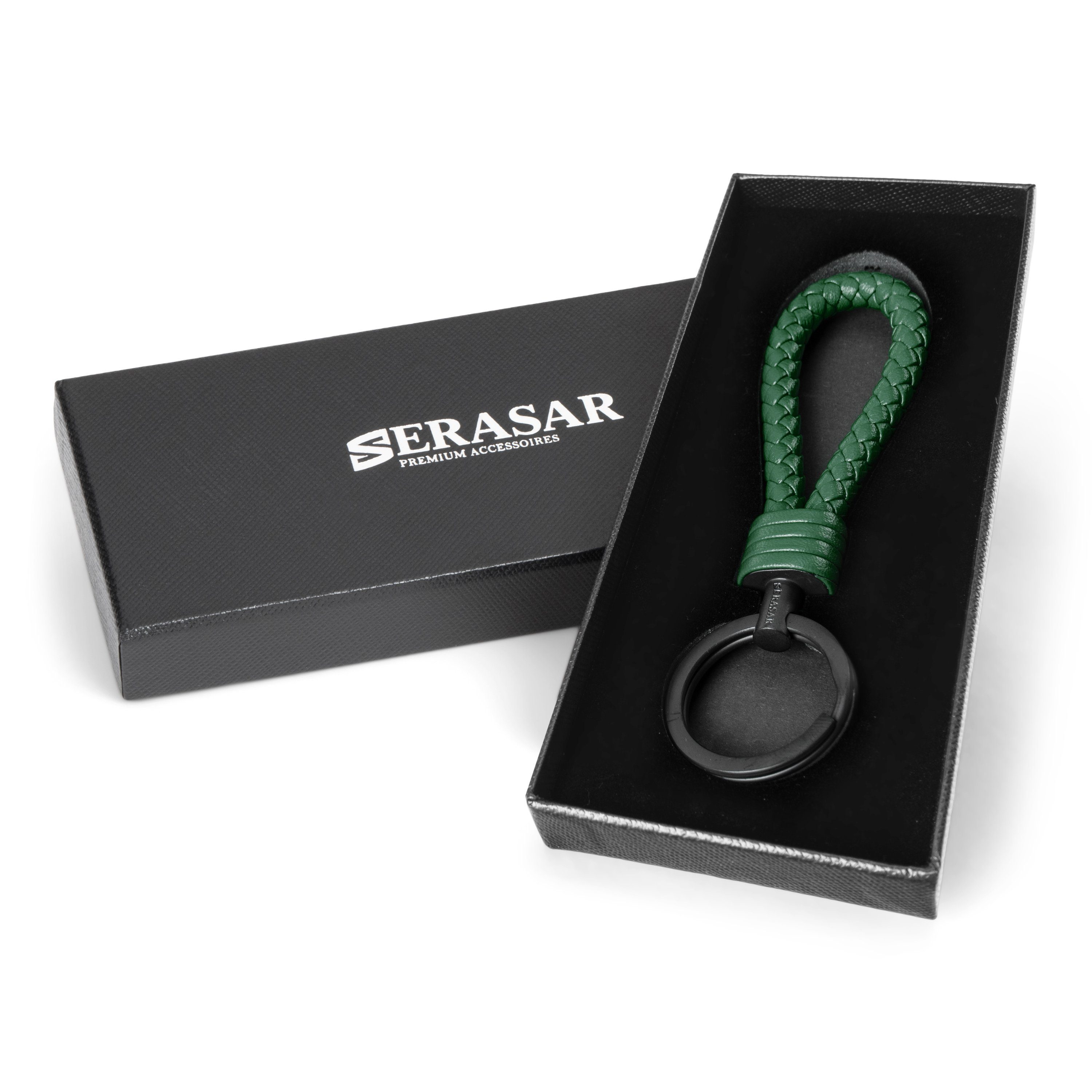 SERASAR Schlüsselanhänger Leder (1-tlg), Zusatzringe Schlüssel Grün "Strong" für Schlüsselanhänger kleine