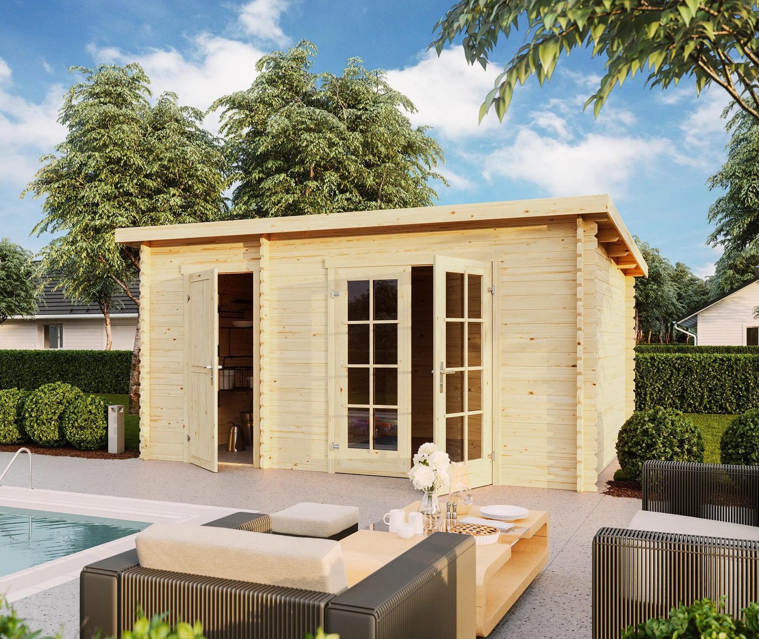 LASITA MAJA Gartenhaus Lasita Maja Gartenhaus Belmont, Modell 1 ohne Fußboden, 28 mm, 420 x 289 x 222 cm, Natur
