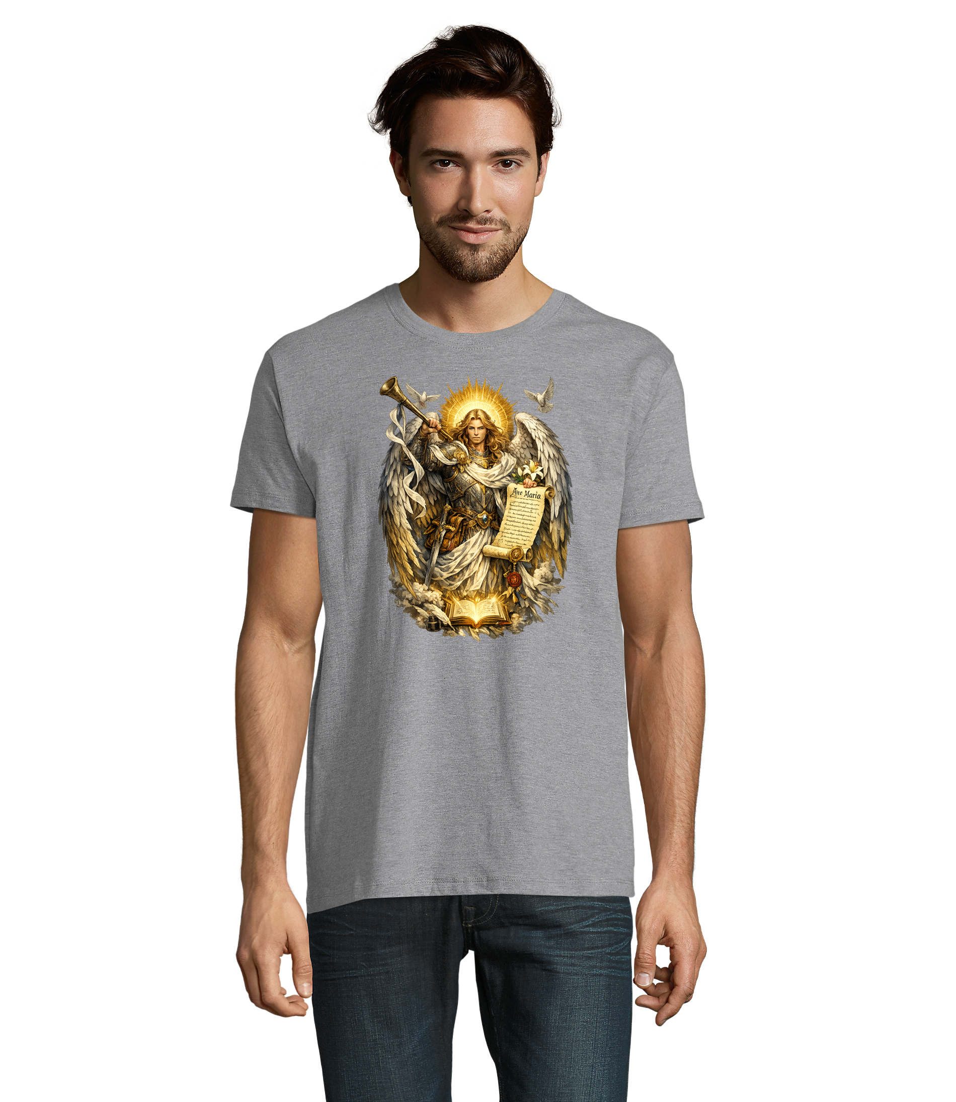 T-Shirt ErzengelGabriel Herren T Shirt Print Engel Posaune Motiv
