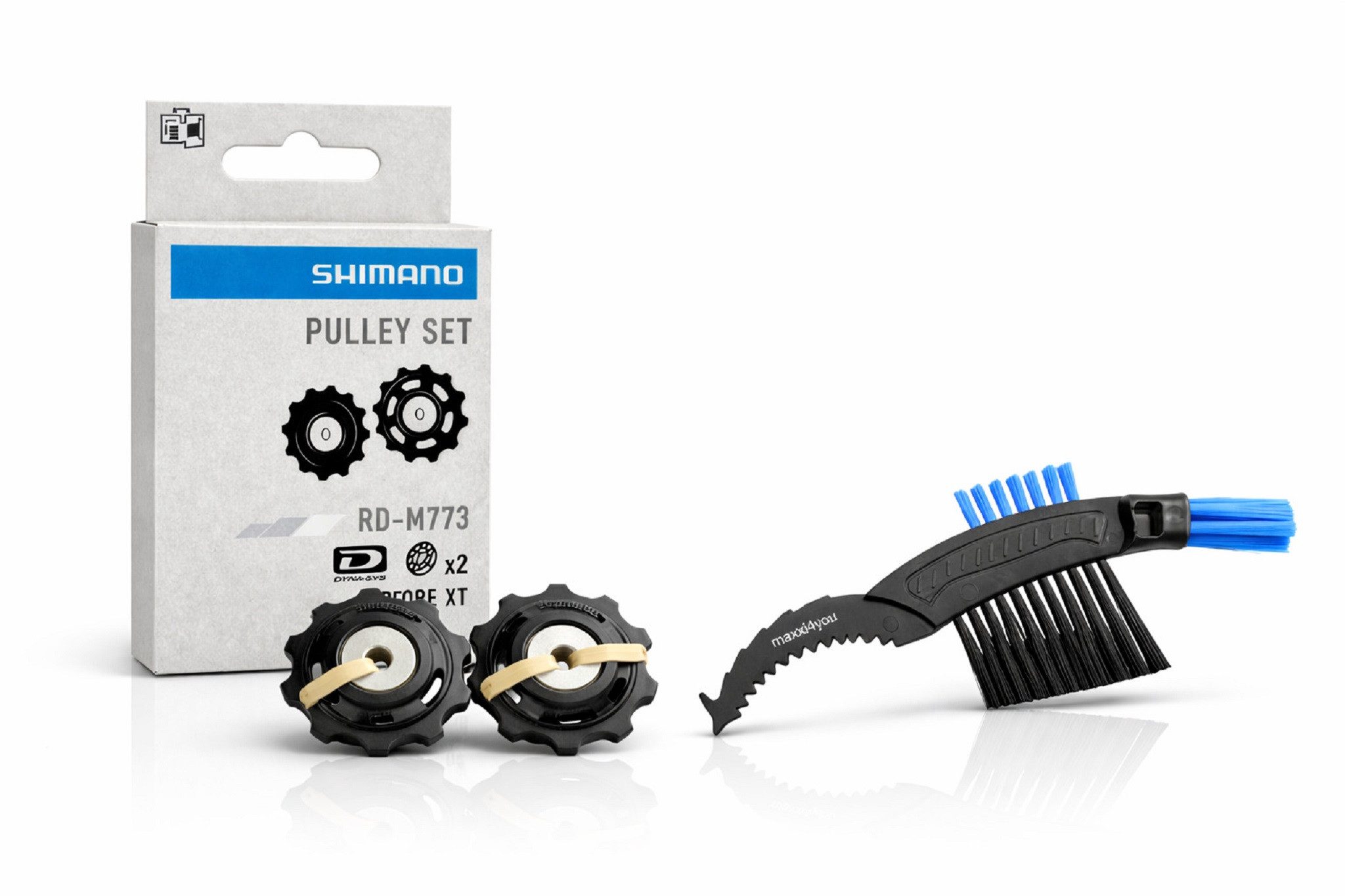 maxxi4you Schaltwerk Shimano Spannrollensatz DEORE XT für RD-M773 10-fach Schwarz inkl. KB