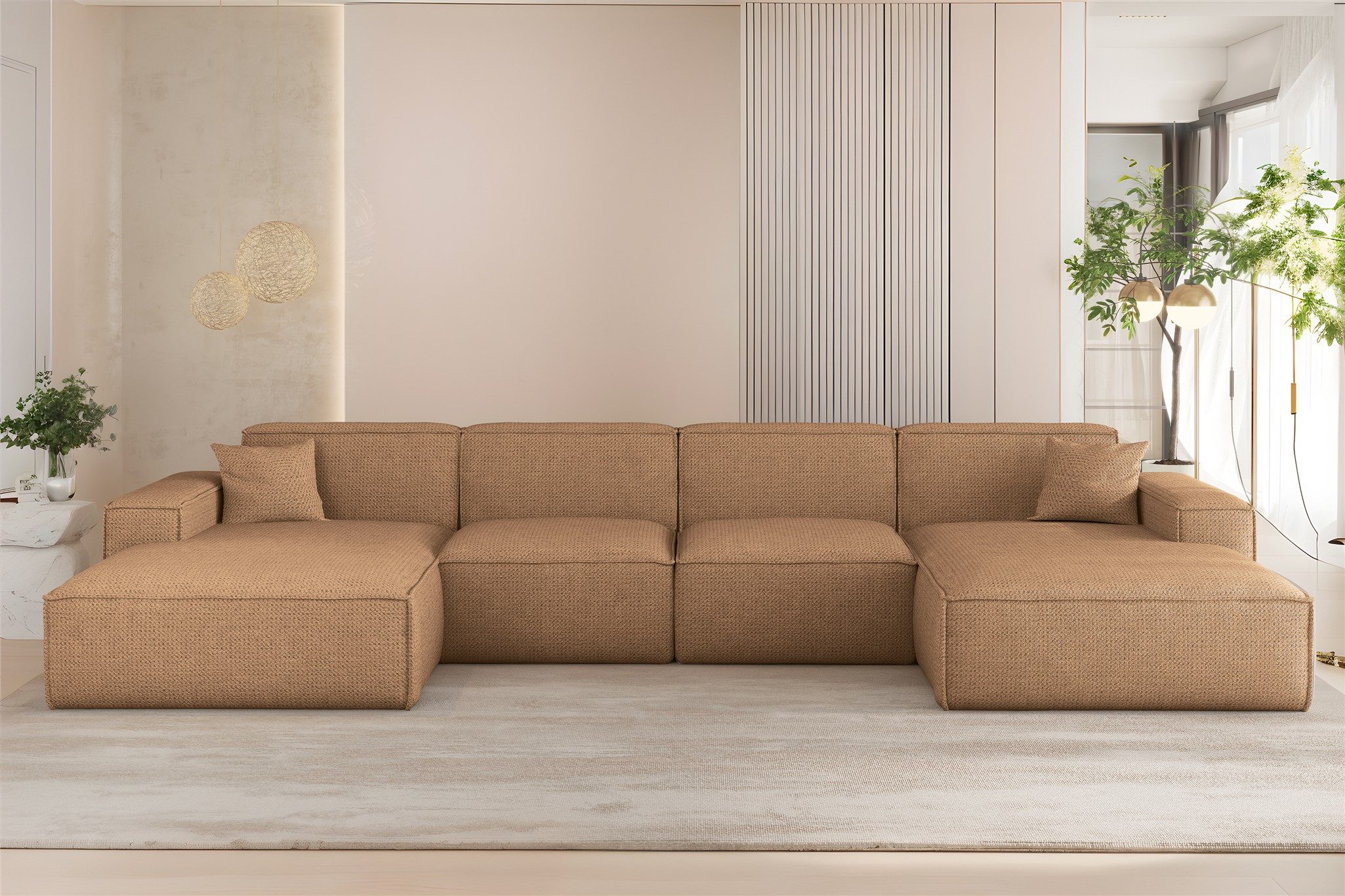 Wohnlandschaft Sofa U-Form FUN PEREZ PREMIUM in Stoff Artico (378 cm)