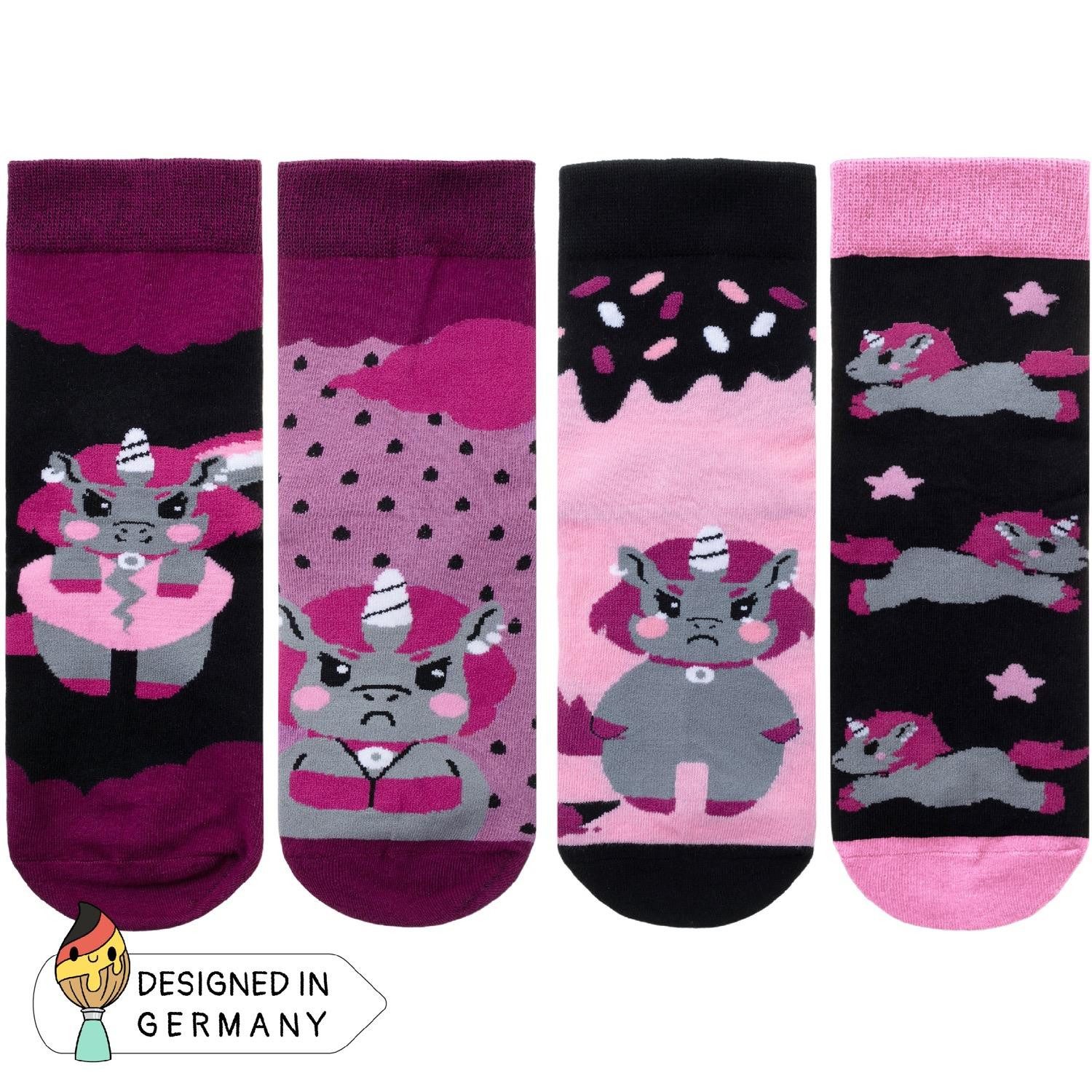 Corimori Haussocken Witzige Einhorn Baumwolle Socken 4er Set Geschenk-Box Unicorn Anime (Packung, 4-Paar, Geschenk) Einheitsgröße 36-44, Kawaii Strümpfe, plasti – Bild 3 von 5
