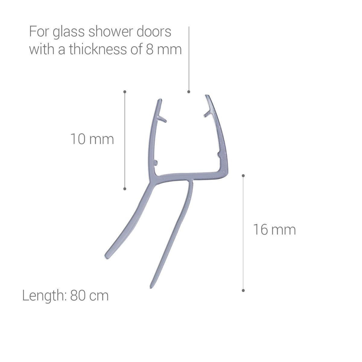 Schwallschutz Duschdichtung Duschkabine 45° 8mm Glas Duschtür Dichtung 80cm 