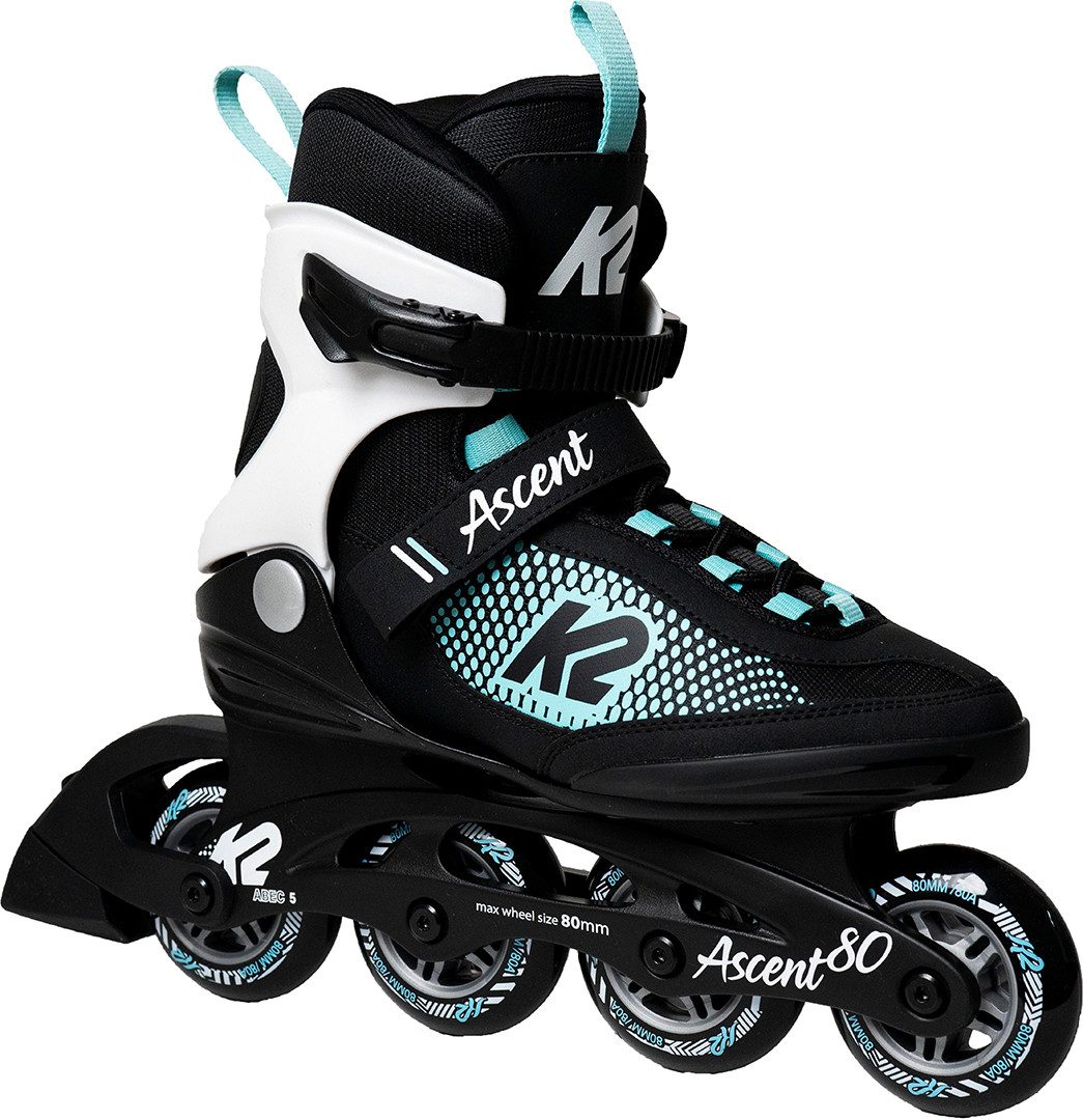 Inlineskates K2 ASCENT 80 W Inline Skate black/white/turquise