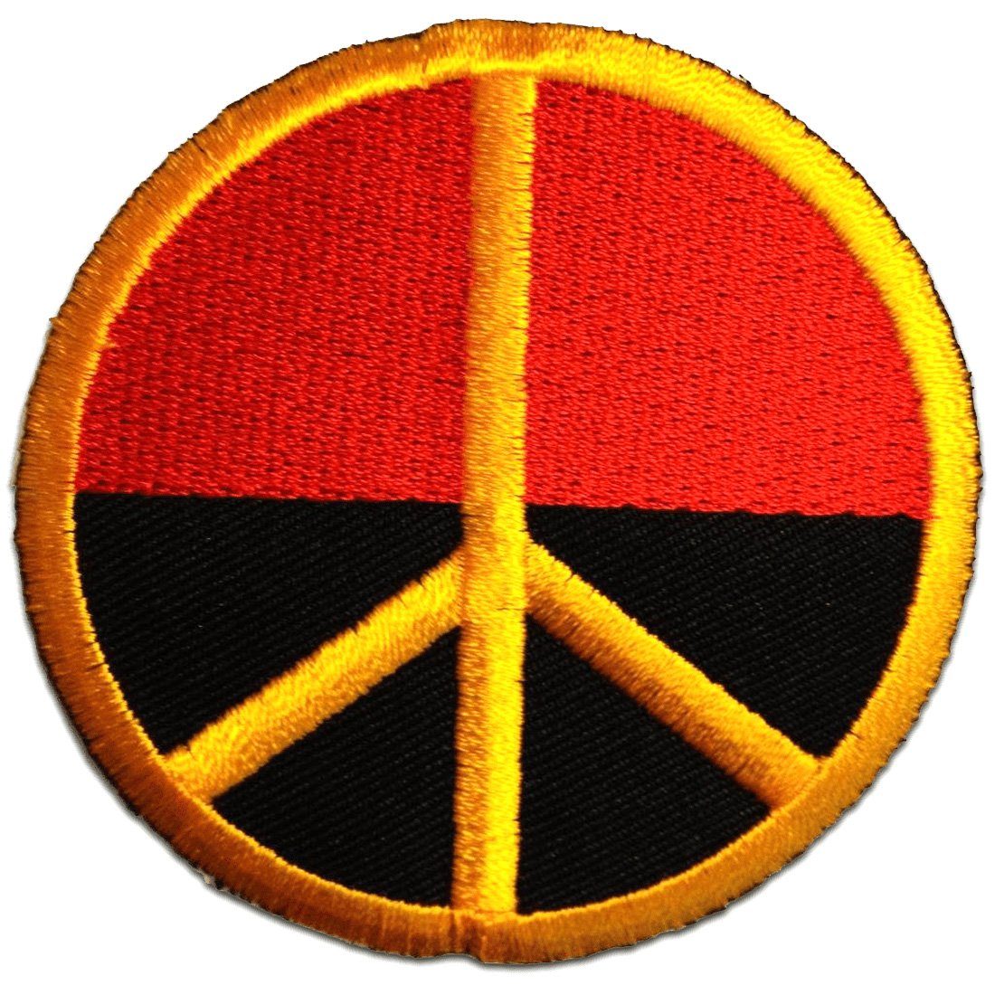 Catch the Patch Aufnäher Bügelbild, Aufbügler, Applikationen, Patches, Flicken, zum aufbügeln, Polyester, deutsch Deutschland Peace Frieden Hippie - Größe: Ø 7,0 cm