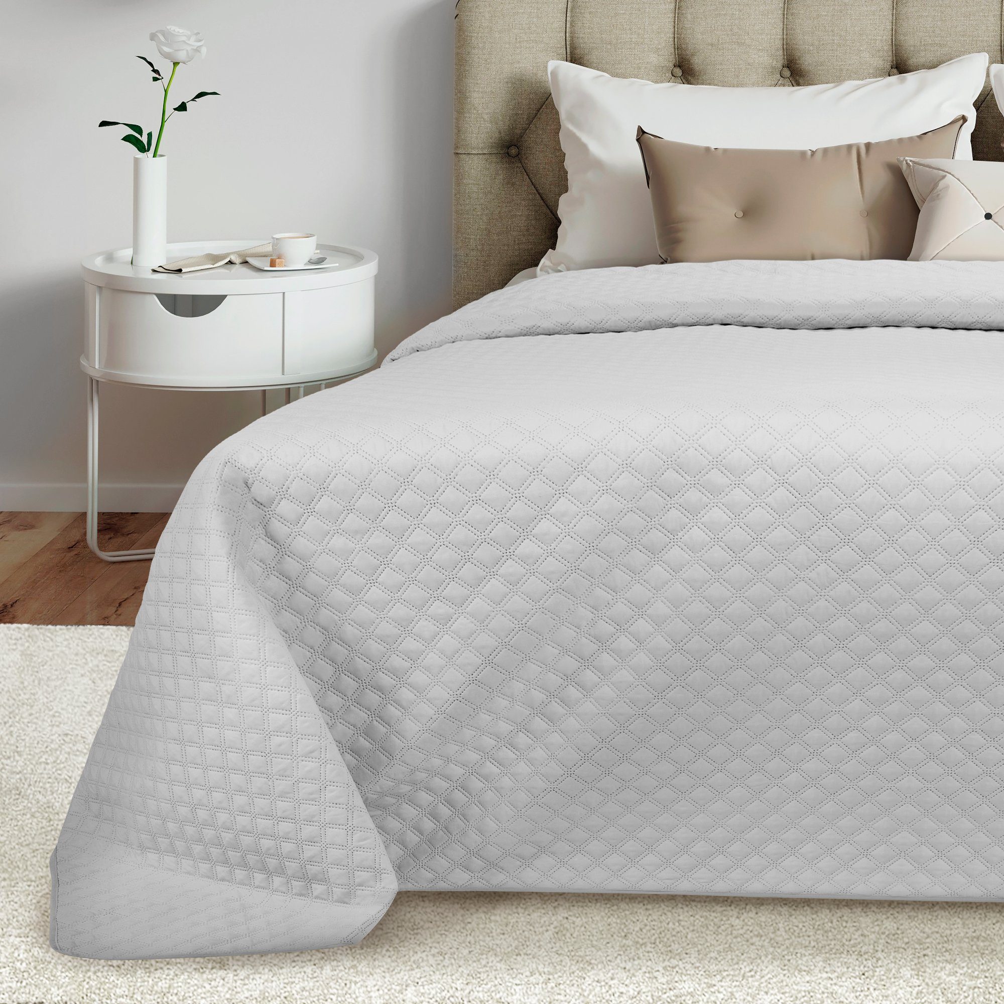 Beautissu Tagesdecke Tagesdecke Bettüberwurf Olivia, 240x220cm, Dunkel Hell Grau, Tagesdecke Bettüberwurf für Boxspringbett & Sofa in Steppoptik – Bild 2 von 5