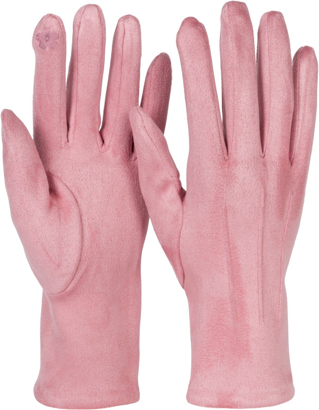 Handschuhe Ziernähte Fleecehandschuhe Touchscreen styleBREAKER Einfarbige Altrose