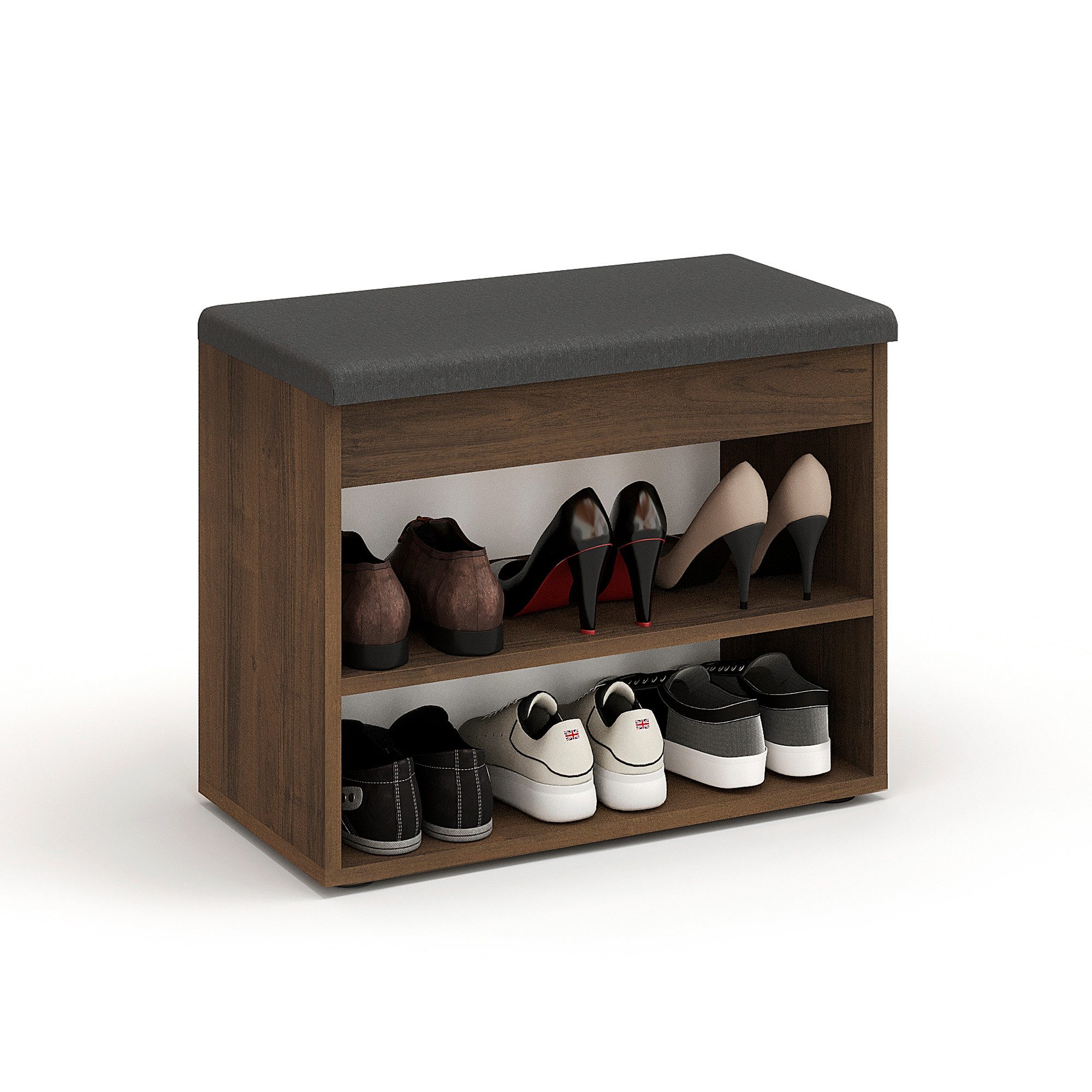 KOMTO Schuhregal Schuhablage Schuhregal Schuhständer Sitzbank Schuhbank, Sofia Weiß 60 x 48 x 32 cm – Bild 5 von 5