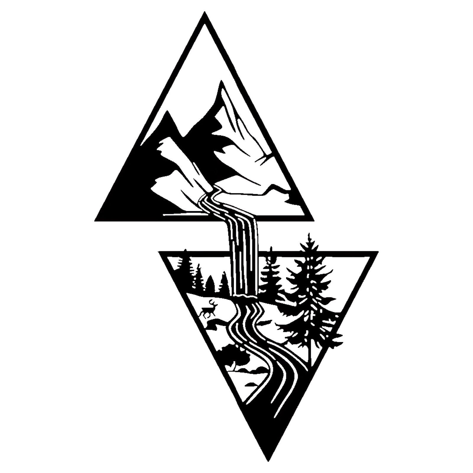 Jumpeak Wanddekoobjekt Wandbehang aus Metall mit Bergen, Bächen,auf und ab gestaffelt, Kunst, Hergestellt aus Metall,Schwarz,Weiß,3 Größe