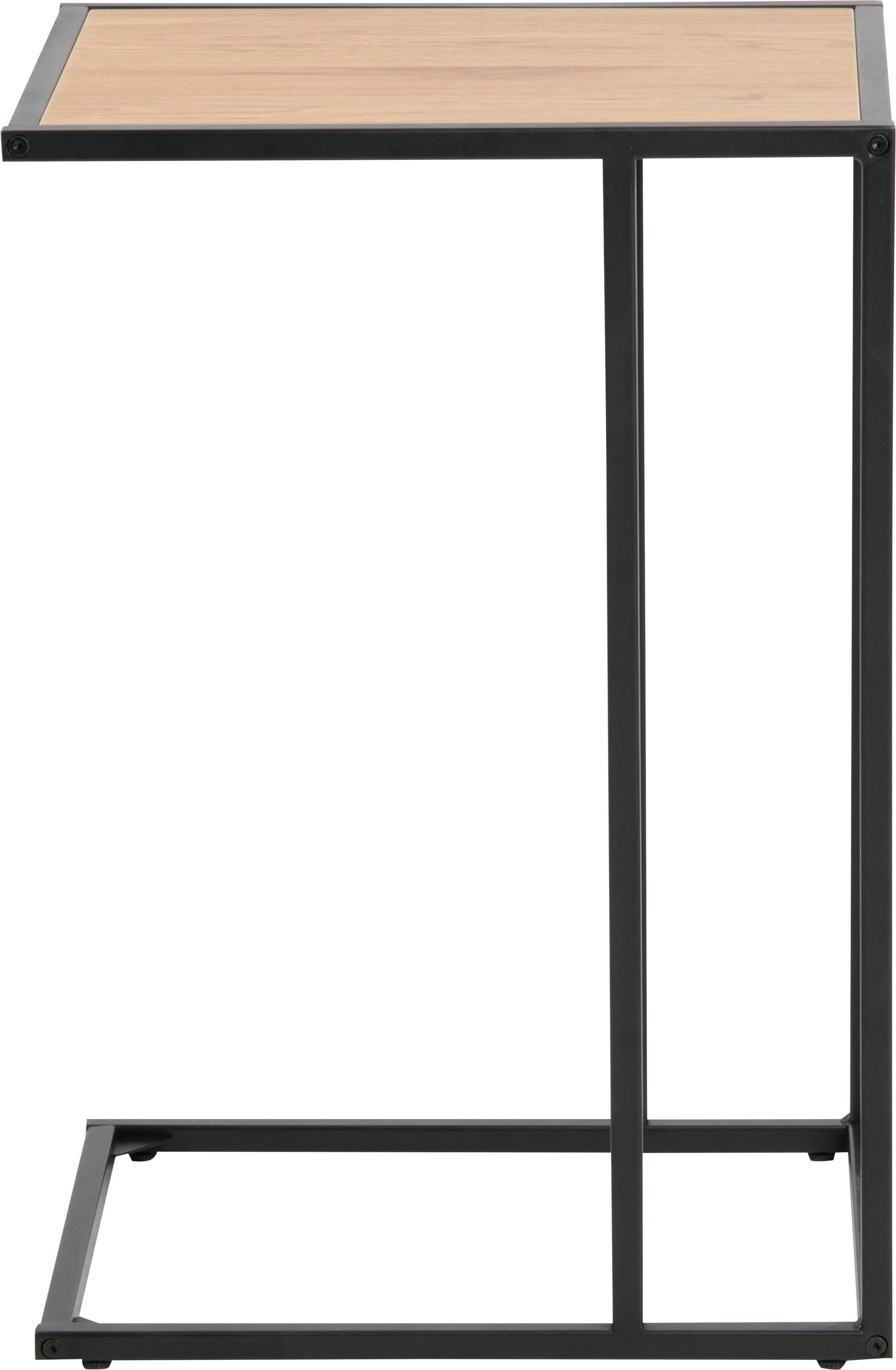 ACTONA GROUP Beistelltisch Seaford, Rechteckig, Scandi Design, matte Wildeichenoptik, Modern, Wohnzimmertisch, kleiner Tisch, matte schwarze Metallbeine, H: 63 cm