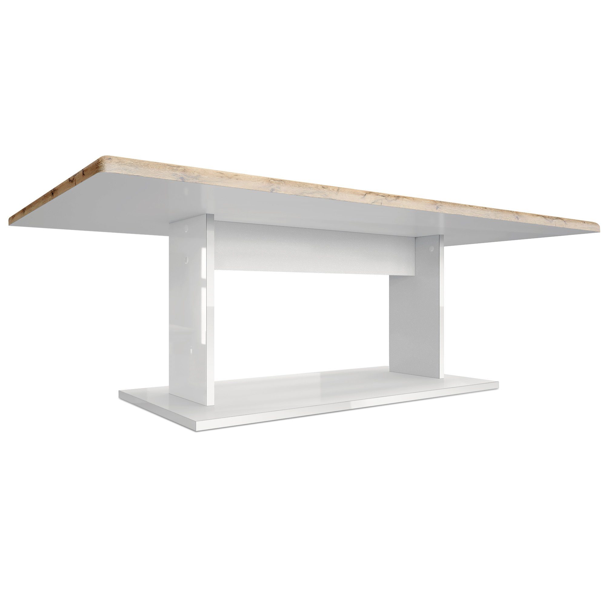 Vladon Couchtisch Mono (Wohnzimmertisch, mit Ablageboden), Weiß matt/Bordeaux Hochglanz (120 x 40 x 70)