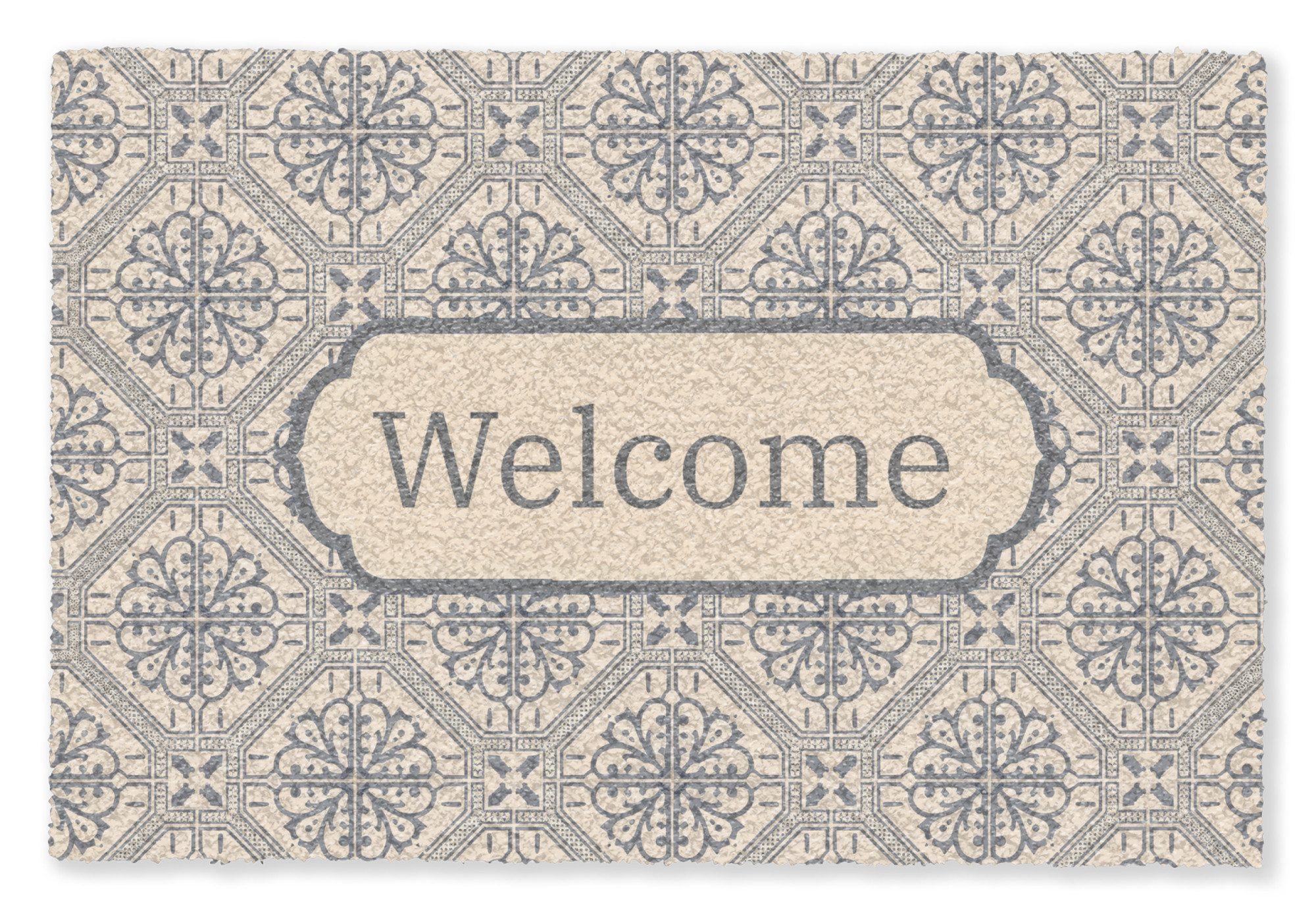 MuchoWow Fußmatte Willkommen - Klassisch - Grau, Rechteckig, innen Schmutzfangmatte, Tür, Schmutzfänger Flur, Teppich, 60x40 cm