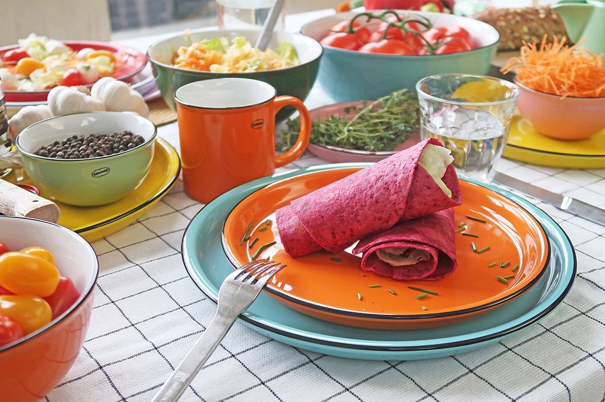 Capventure Teller Teller Speiseteller Essteller Groß Ø27cm Geschirr Retro Cabanaz blau