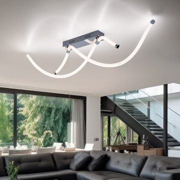 Globo LED Deckenleuchte, LED-Leuchtmittel fest verbaut, Warmweiß, LED Deckenleuchte Deckenlampe Chrom Kunststoff Weiß Opal 3 Stufen