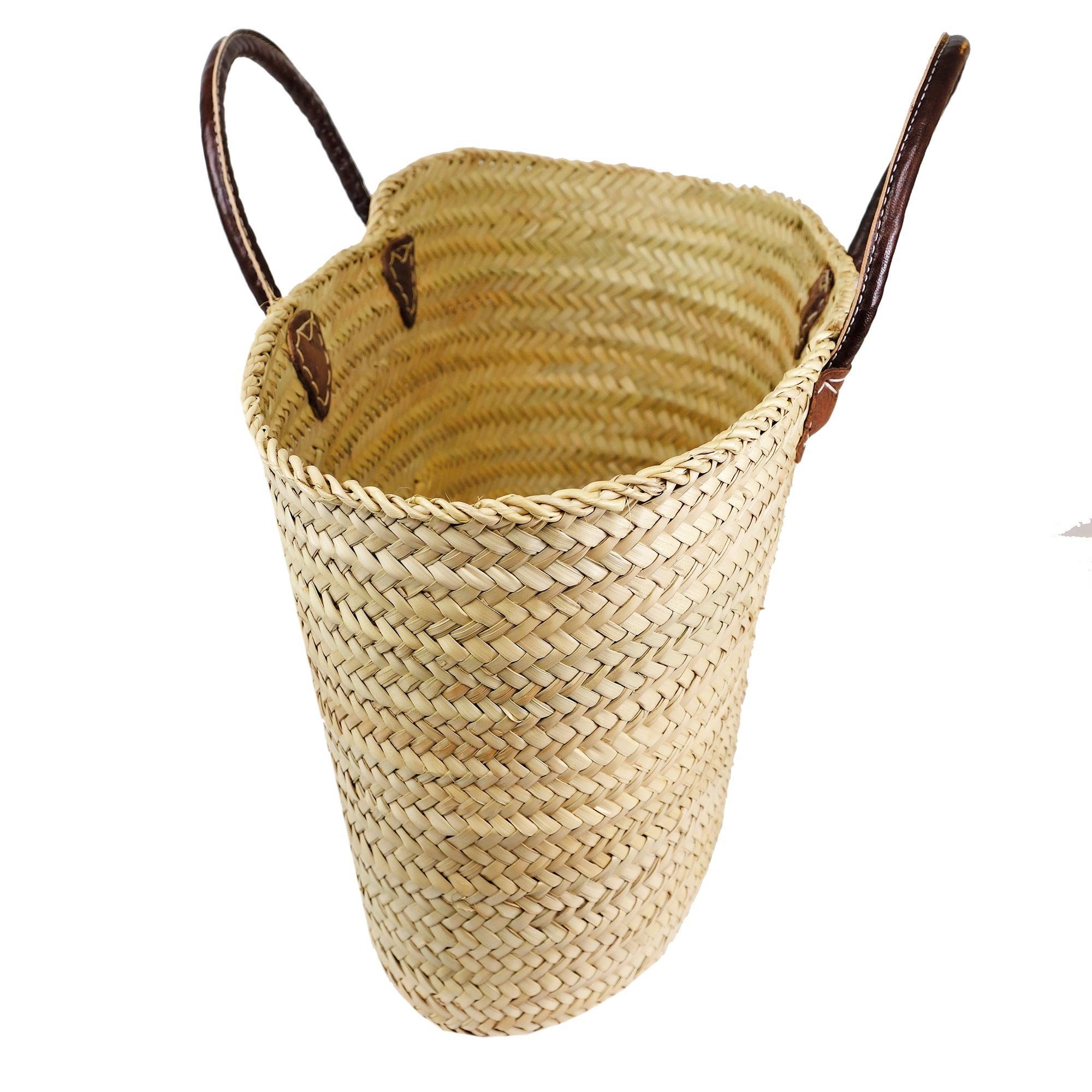 NATUREHOME Korbtasche Shopper Strandtasche mit Henkel und/oder Umhängeriemen, Handarbeit, Geflochten, Palmblätter