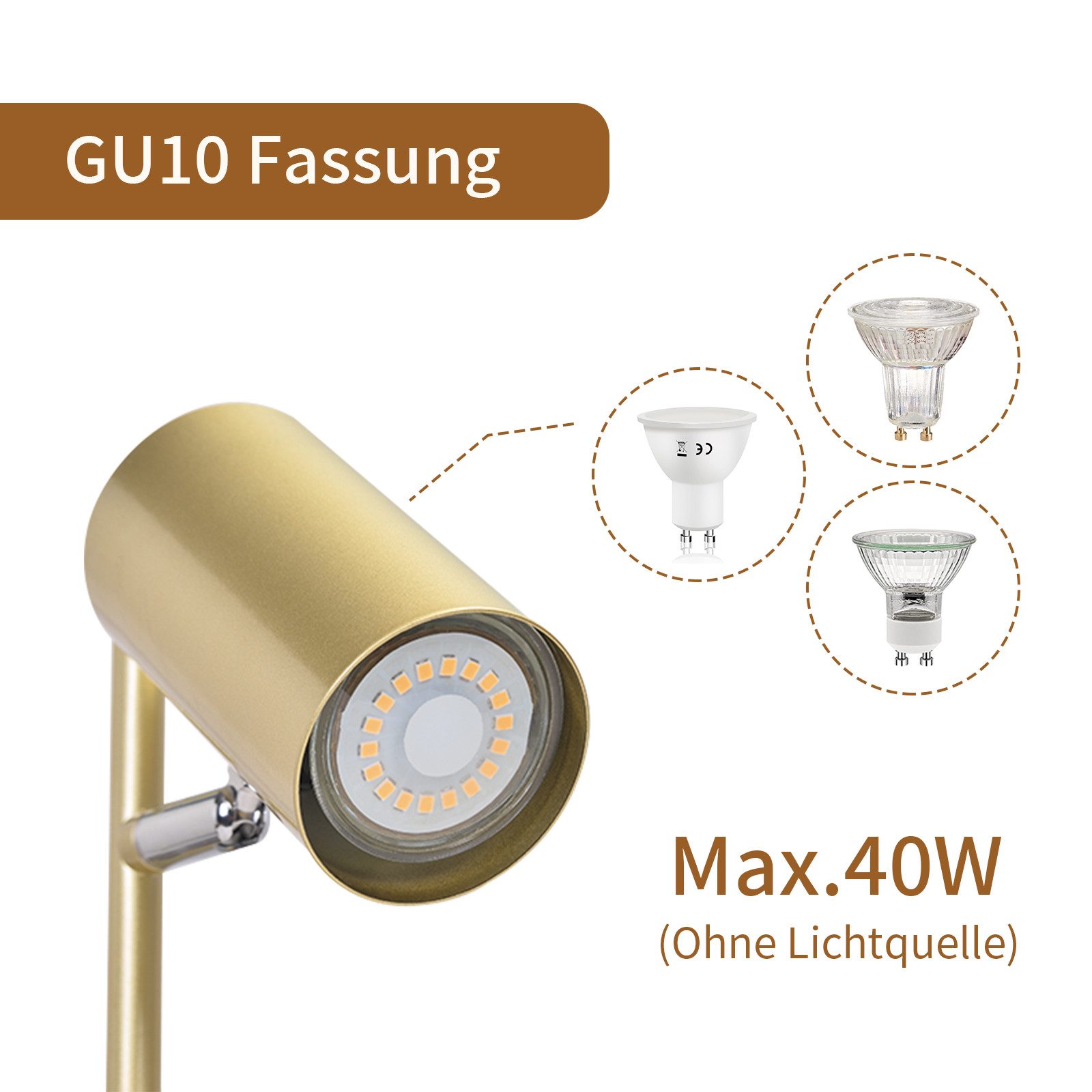 Nettlife Tischleuchte Tischleuchte Schwarz/Weiß/Gold Schwenkbar 350°, Schwenkbar 350°, Nachttisch Nachtlicht aus Metall Schreibtischlampe Leselampe