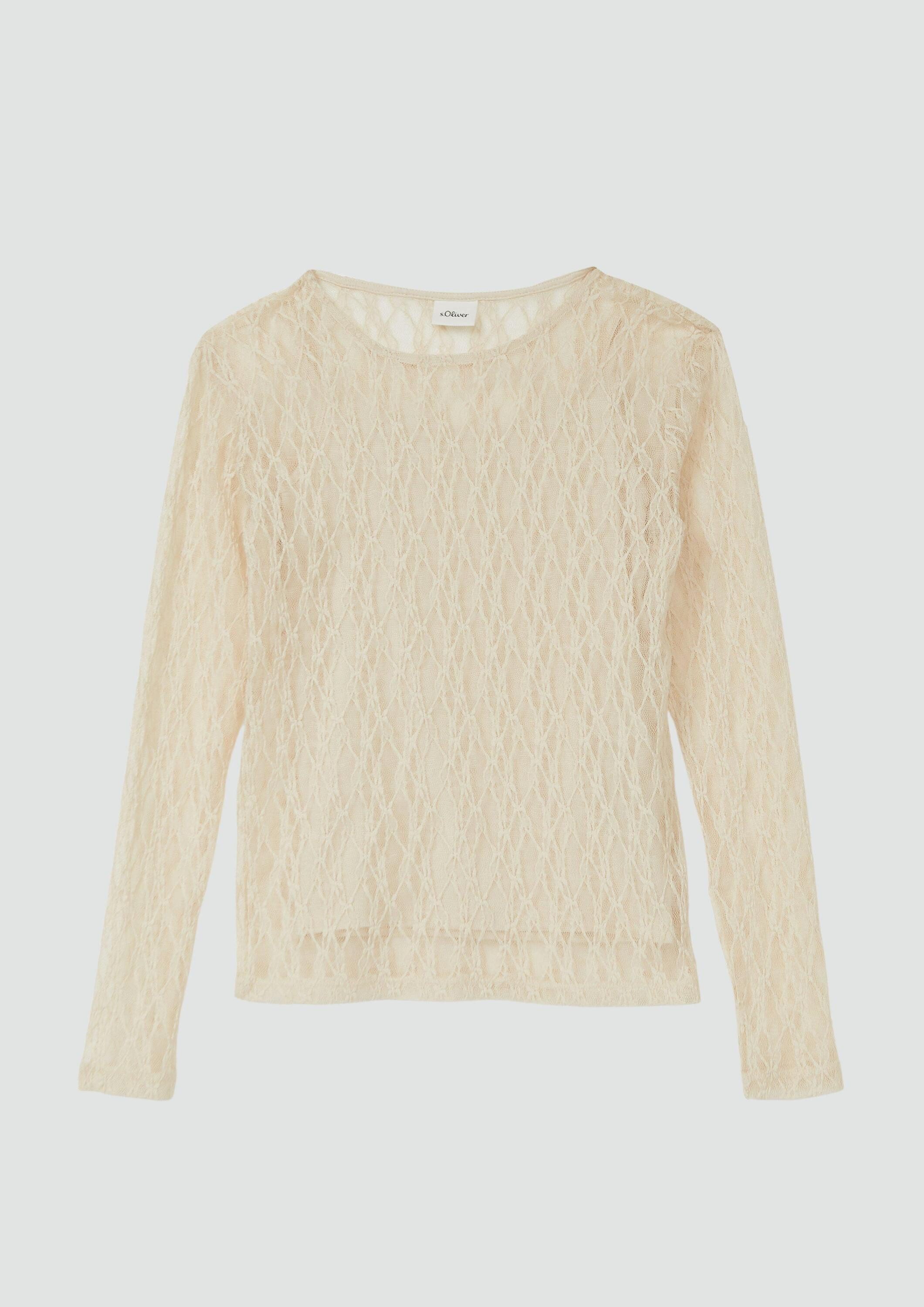 s.Oliver Langarmshirt T-Shirt Elastisches 2-in-1-Shirt aus Spitze