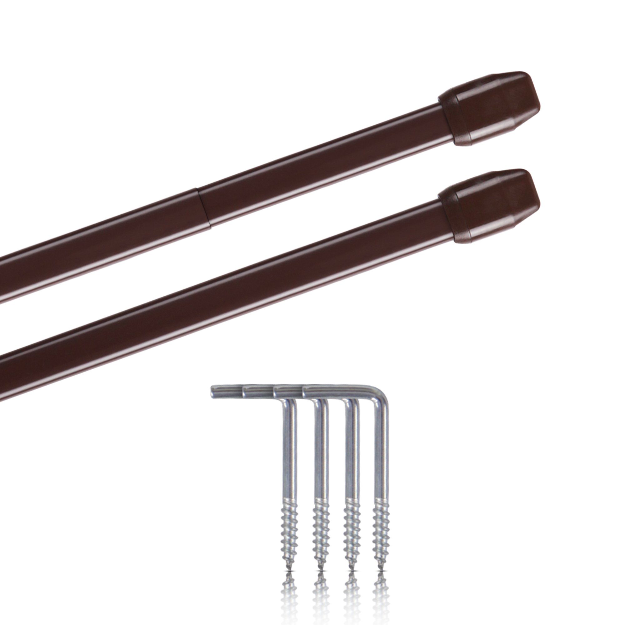 Bestlivings Gardinenstange Bistrostange, Ø 10 mm, ausziehbar, mit Schraubhaken, verschraubt, geklemmt, geklebt, Edelstahl, Vitragestange (2er Pack) zum kleben, schrauben, klemmen