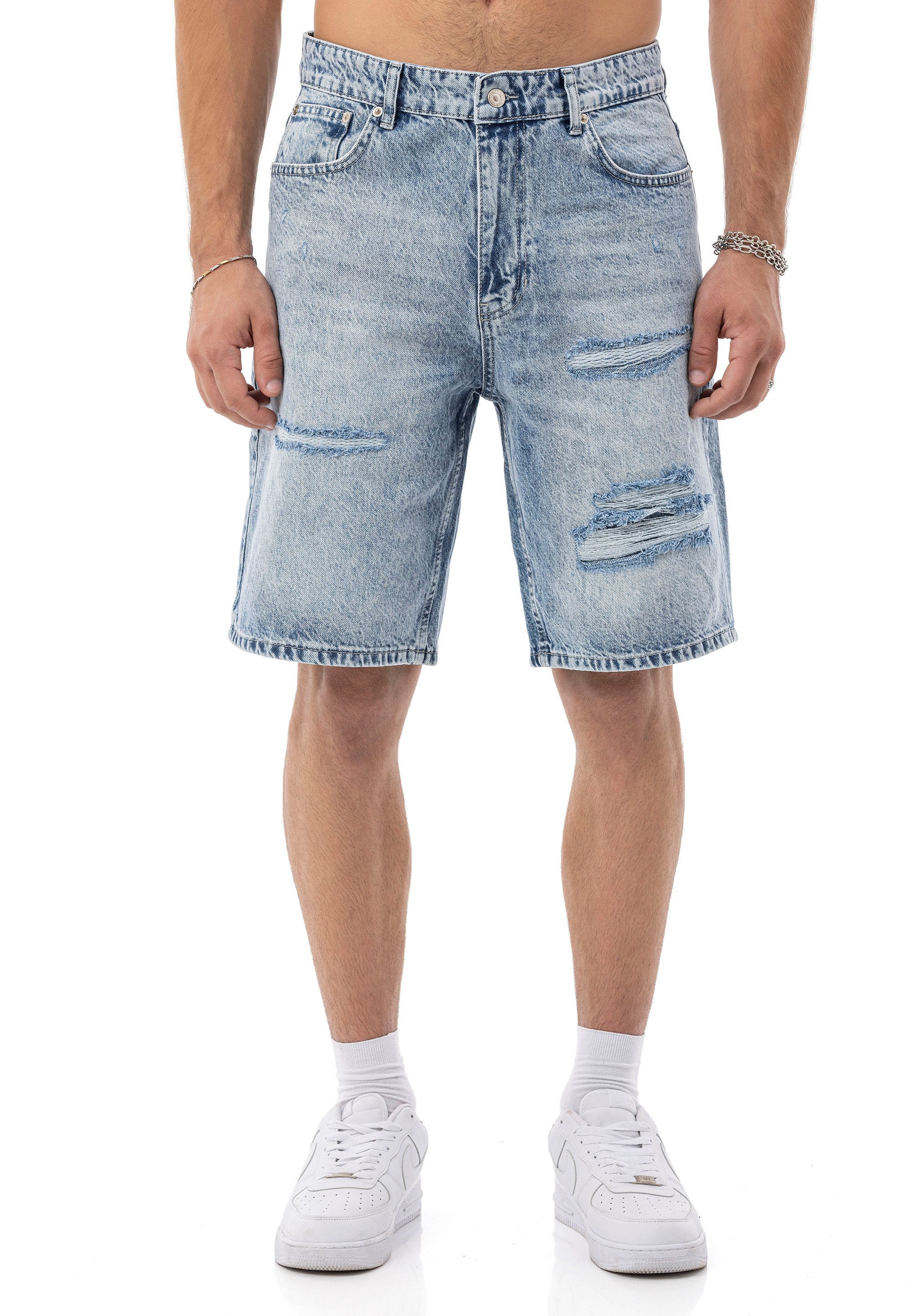 RedBridge Jeansshorts by Spruce – Kurze Hose mit Destroy-Details – 5-Pocket, Regular Fit