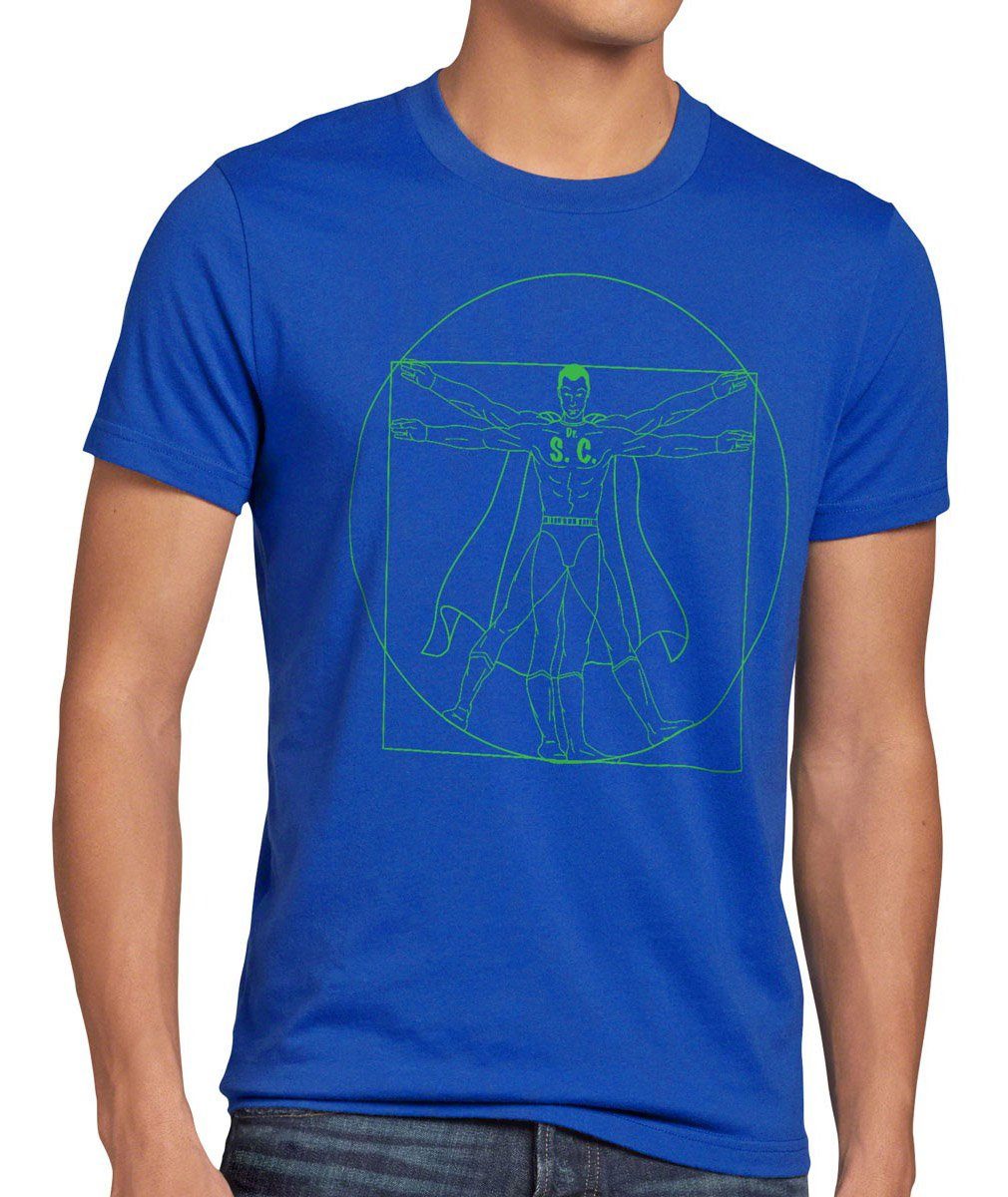 Da style3 Cooper big Sheldon Print-Shirt theory T-Shirt bang Vitruvianischer Vinci Herren Mensch blau
