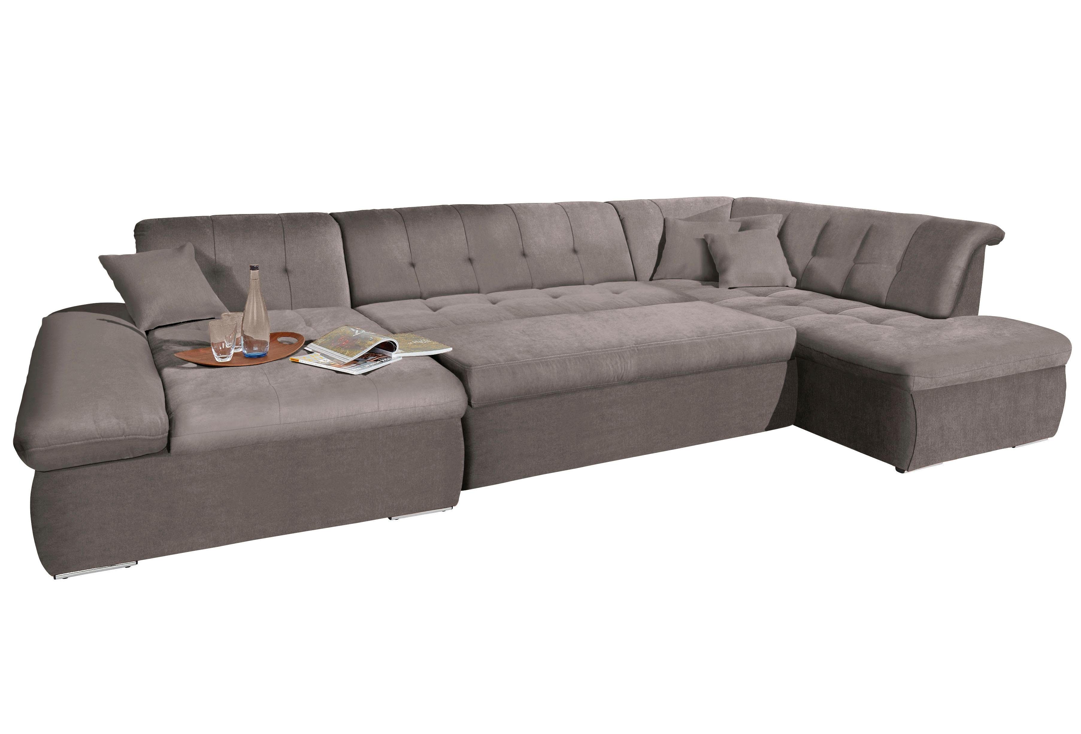 DOMO collection Wohnlandschaft NMORIC im XXL-Format, 353x216x80 cm, inkl. Zierkissen U-Form, wahlweise mit Bettfunktion und Armlehnenverstellung – Bild 2 von 5
