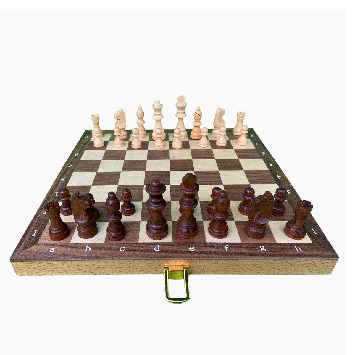 goki Spielesammlung Schachspiel in Holzklappkassette, Schach, Als Kassette für eine praktische Aufbewahrung.