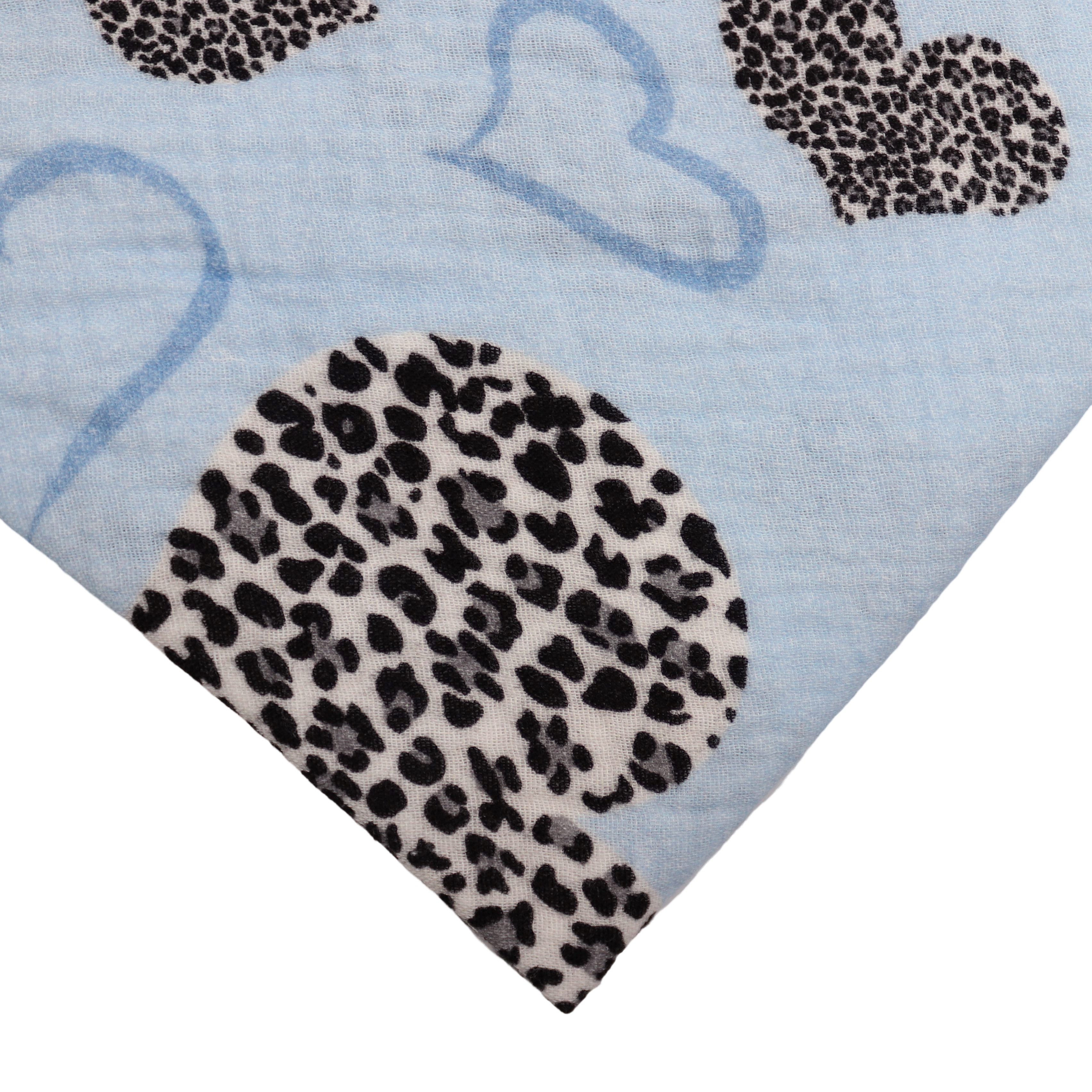 MIRROSI Dreieckstuch Aus Musellin Dreiecksschal ca.195x90 cm, Made in Italy, (Leicht, ideal für das ganze Jahr; 100% Baumwolle), in tollen Farben (Leo Love Muster)