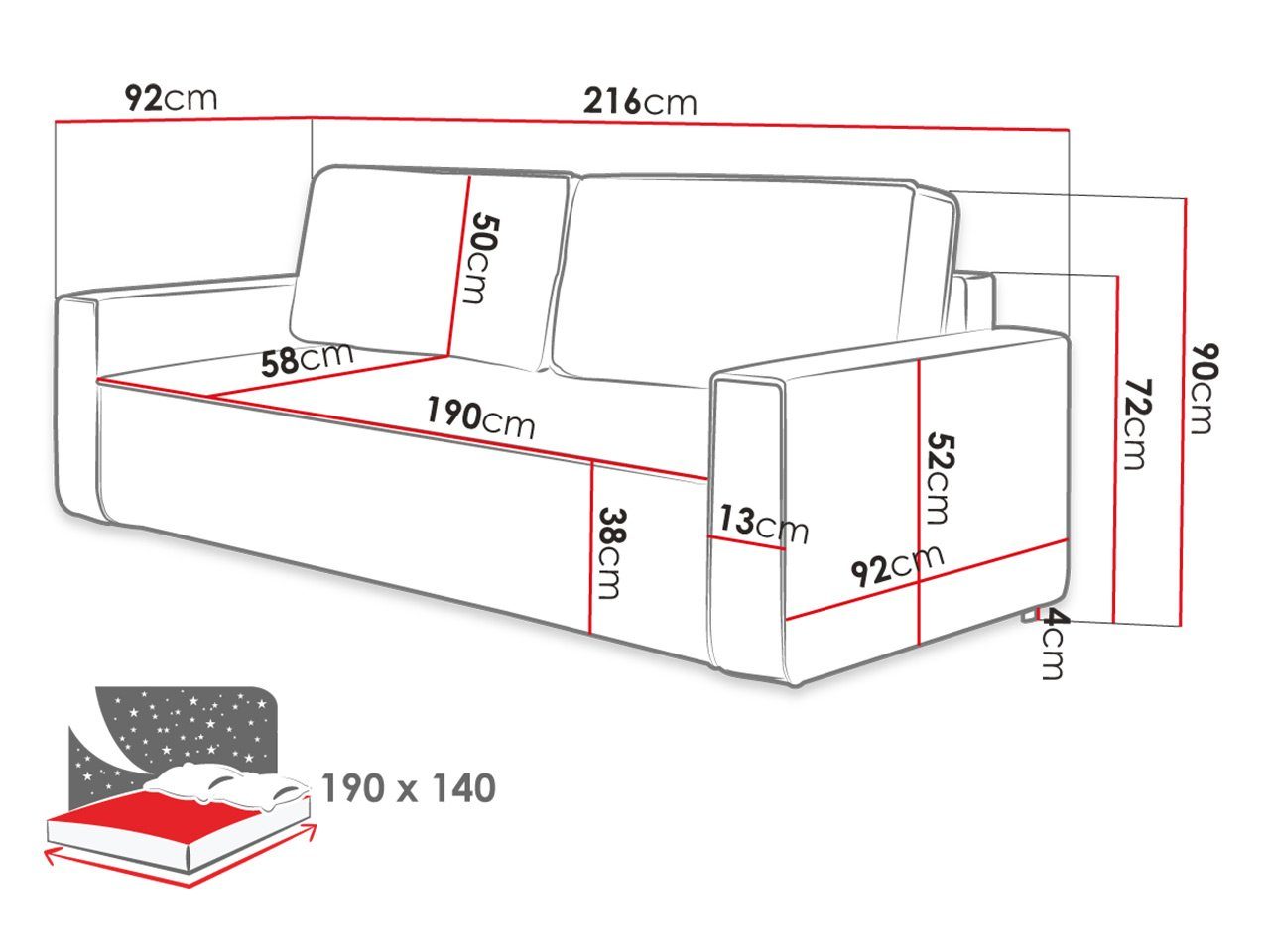 MIRJAN24 Schlafsofa Mila Cord, mit 3 Sofagarnitur Sitzer und Polstersofa, Schlaffunktion Bettkasten, 32 Ontario