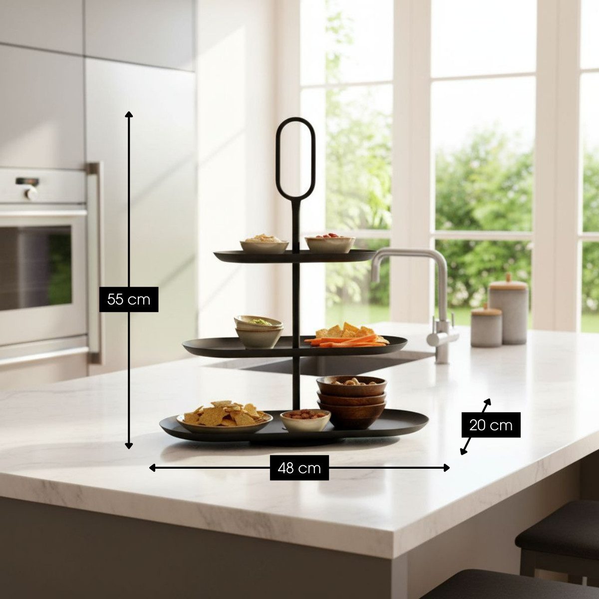 Mica Decorations Dekoetagere Mica Decorations Rama Etagere 3 Etagen 48x20x55 cm Schwarz