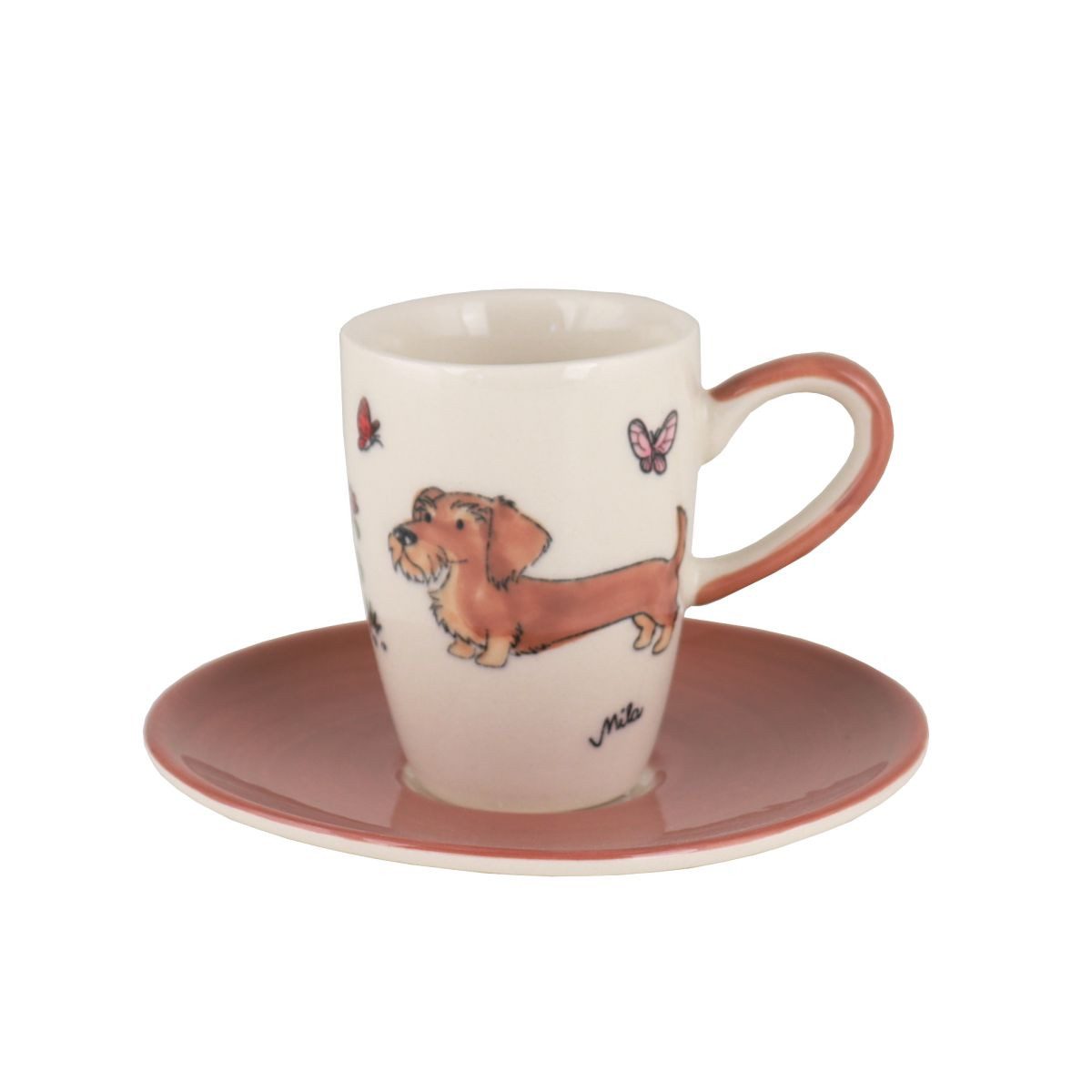 Mila Espressotasse Mila Keramik Espresso-Tasse mit Untere Blooming Dackel, Keramik