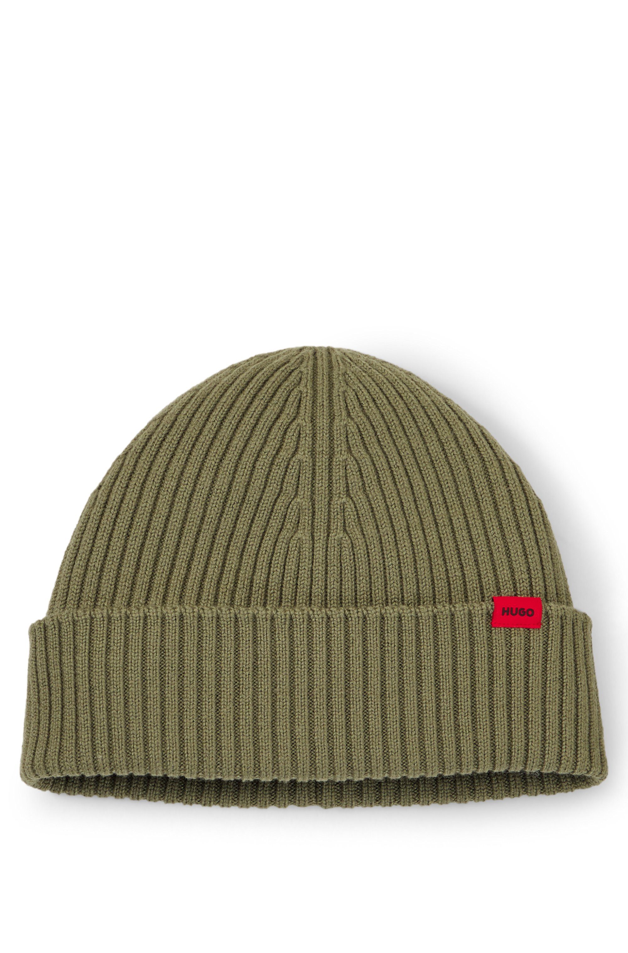 HUGO Beanie Xola mit Labelaufnäher, unisex