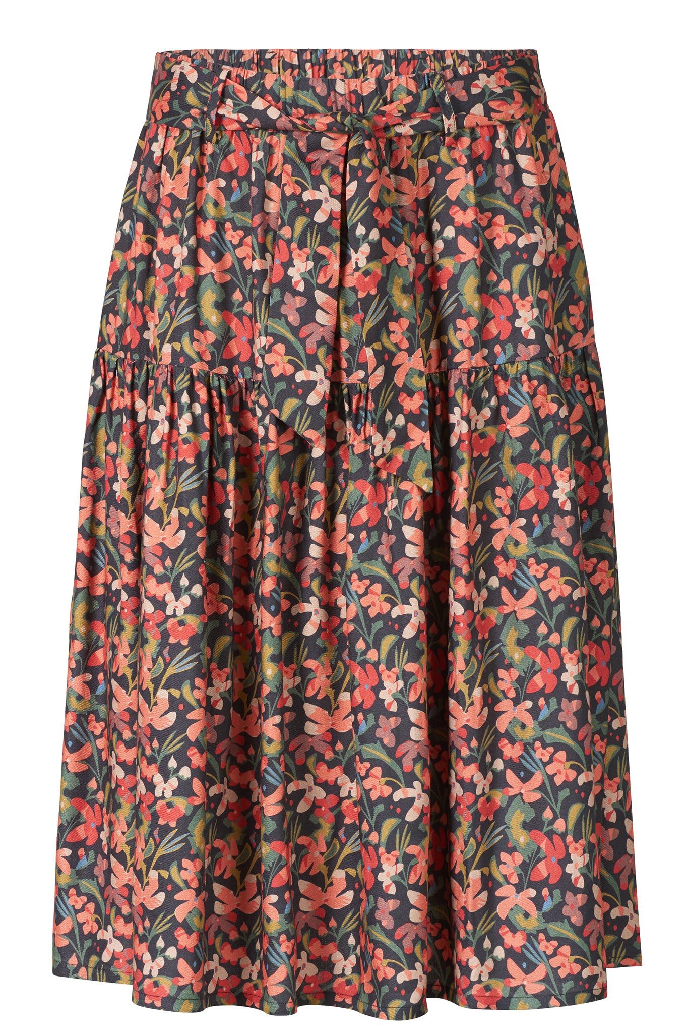 Himalaya Clothing A-Linien-Rock Damen Midirock knielang mit Blumenprint aus hochwertiger Viskose Weicher Rock Damen mit höchstem Tragekomfort