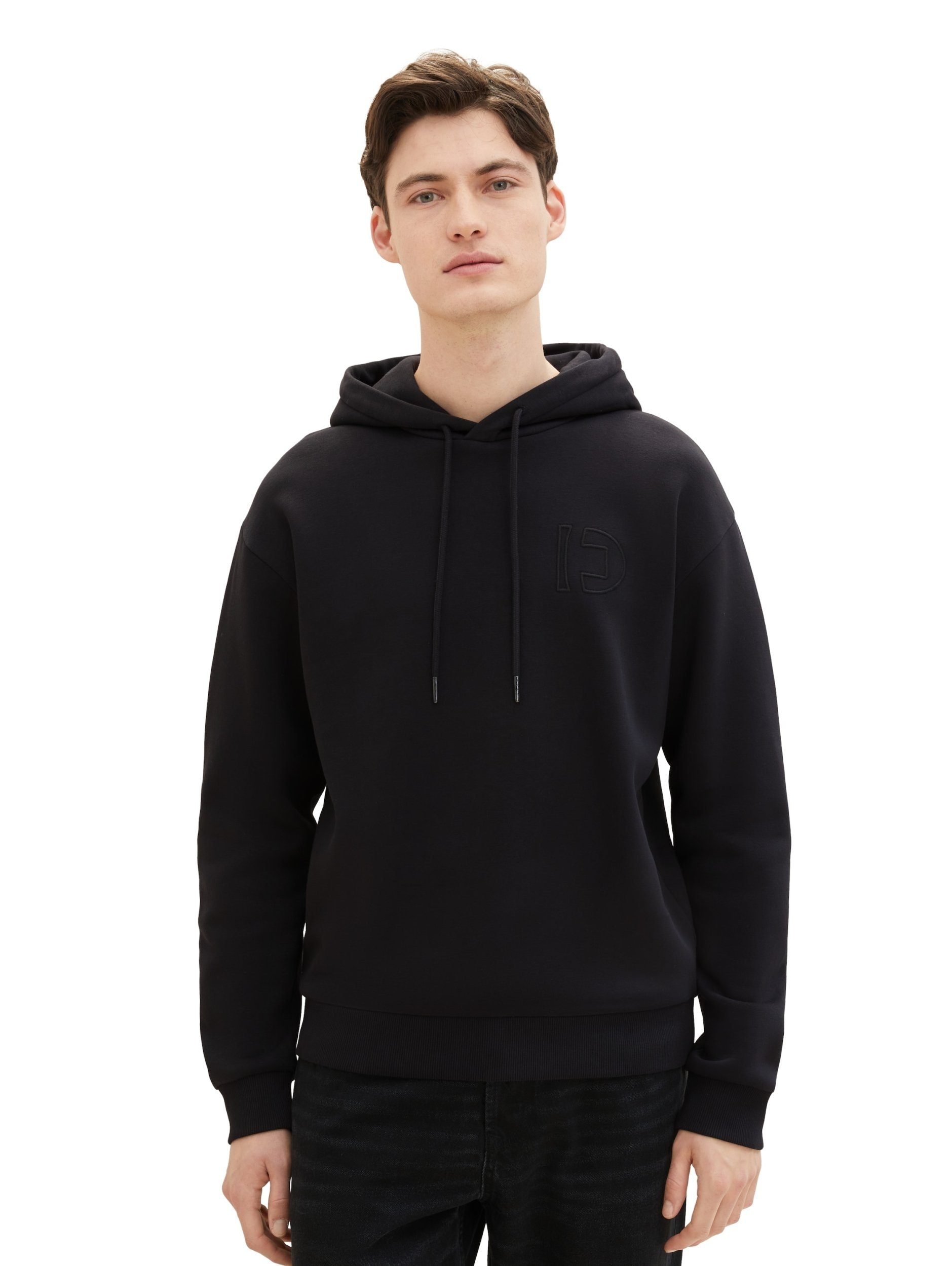 Denim Sweatshirt TOM Black hoodie with TAILOR embroidery