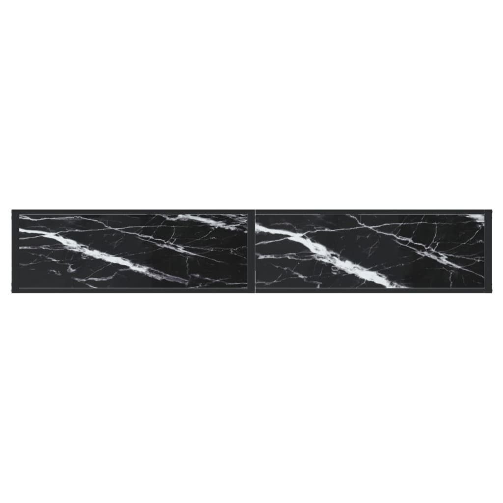 200x35x75,5 cm Schwarz Konsolentisch (1-St) Beistelltisch Marmor-Optik Hartglas furnicato