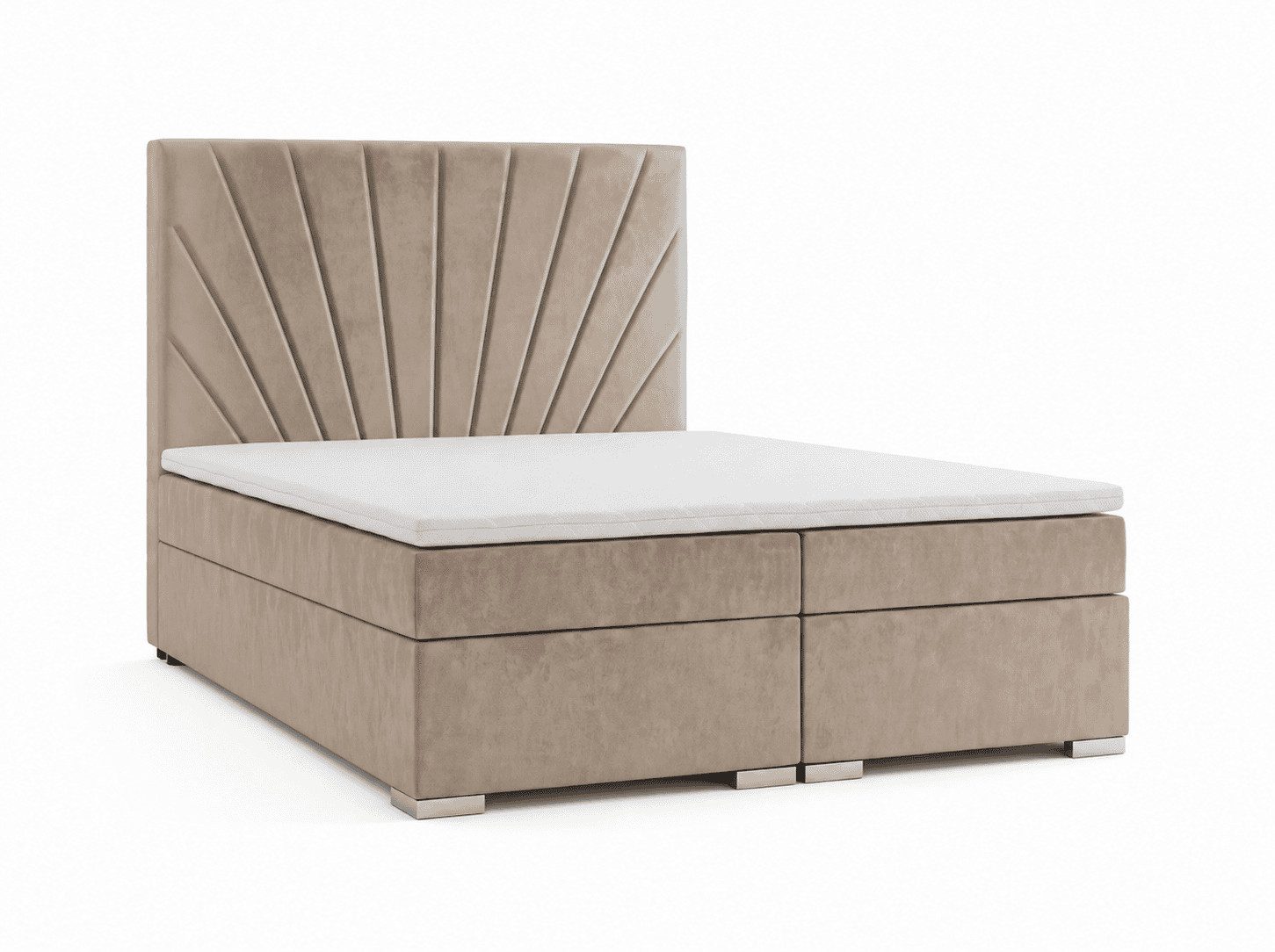 JVmoebel Boxspringbett Modernes beiges Bett 140x200 Weiches Luxusbett Schlafzimmermöbel, Made in Europa