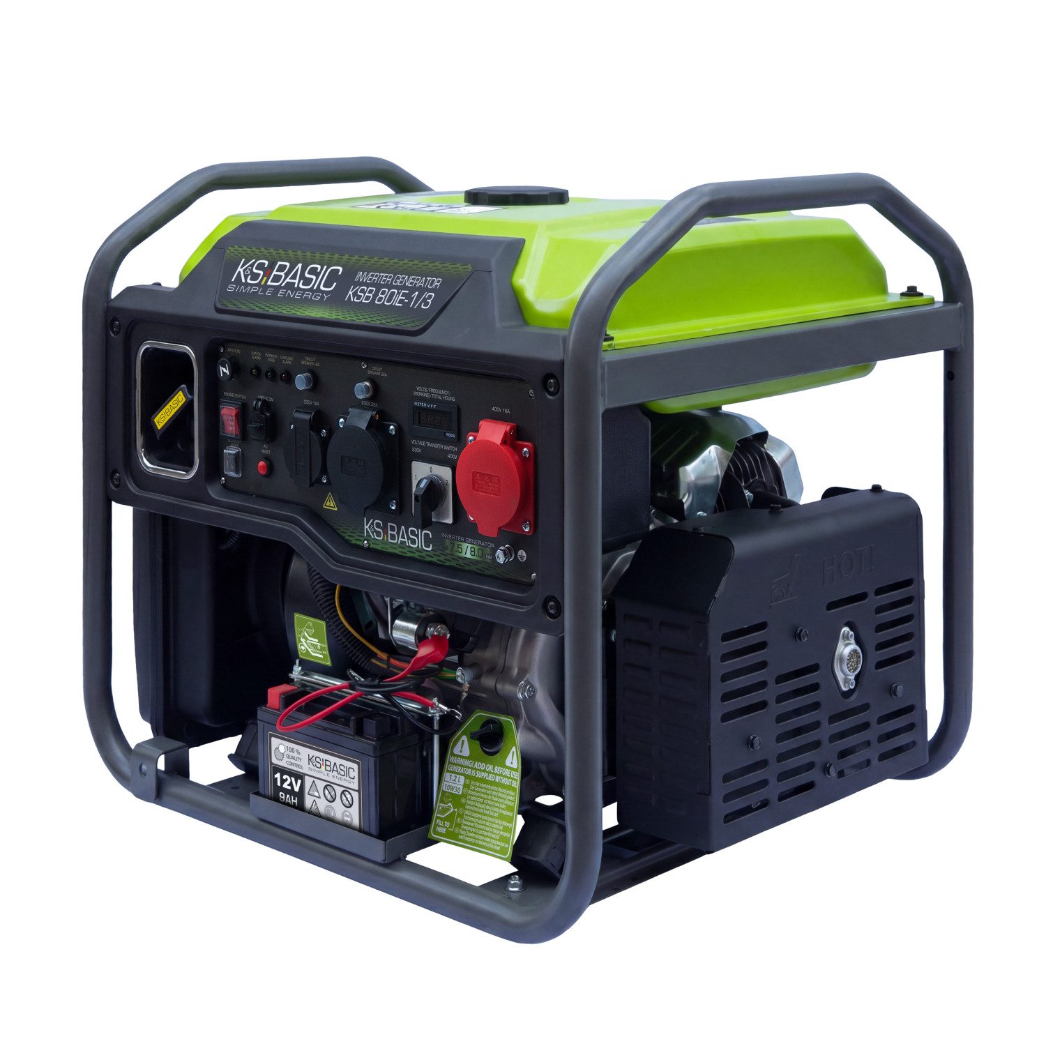 Könner & Söhnen Stromerzeuger KSB 80iE-1/3, (Inverter Stromerzeuger VTS 230V/400V, 1-tlg., tragbarer Generator mit E-Start & Rädern), 7.5 kW Nennleistung, Eco-Modus für Haus, Gewerbe & Profis