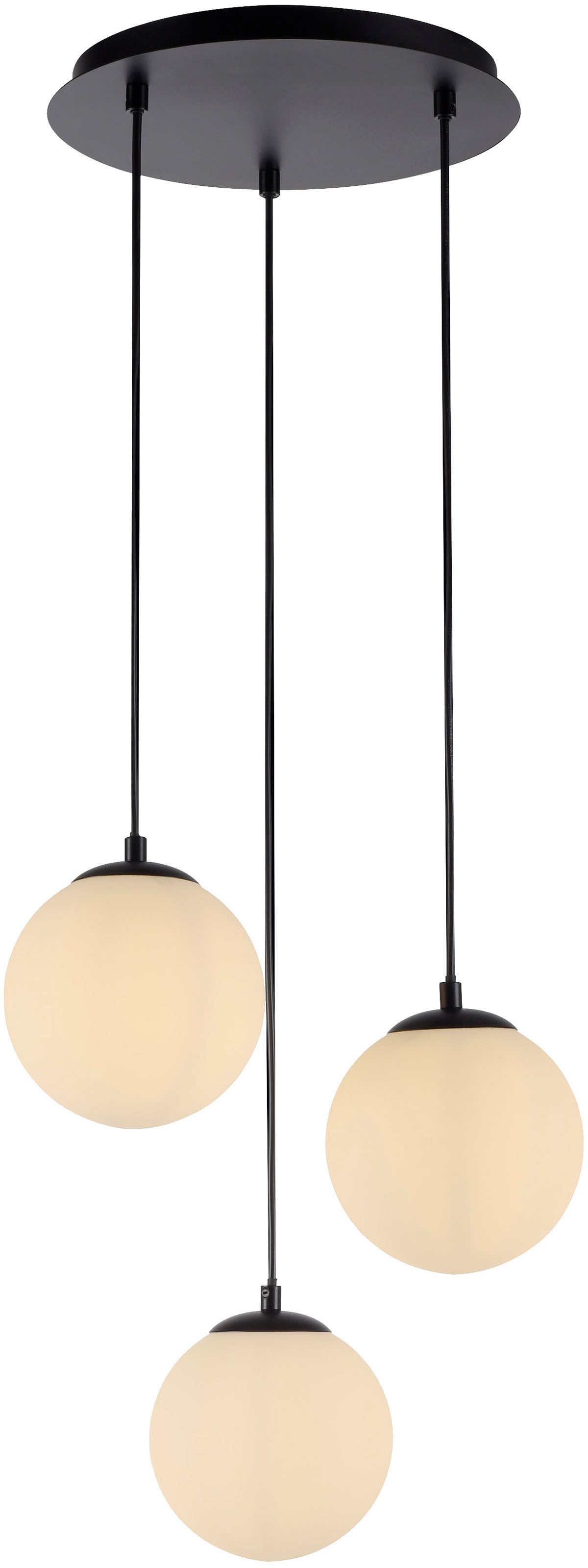 my home Pendelleuchte Nymölla, ohne Leuchtmittel, Hängeleuchte mit großen Glaskugeln, amberfarben oder opal matt weiß. Reduzierter Preis € 54,99. Unverbindliche Preisempfehlung € 113,95