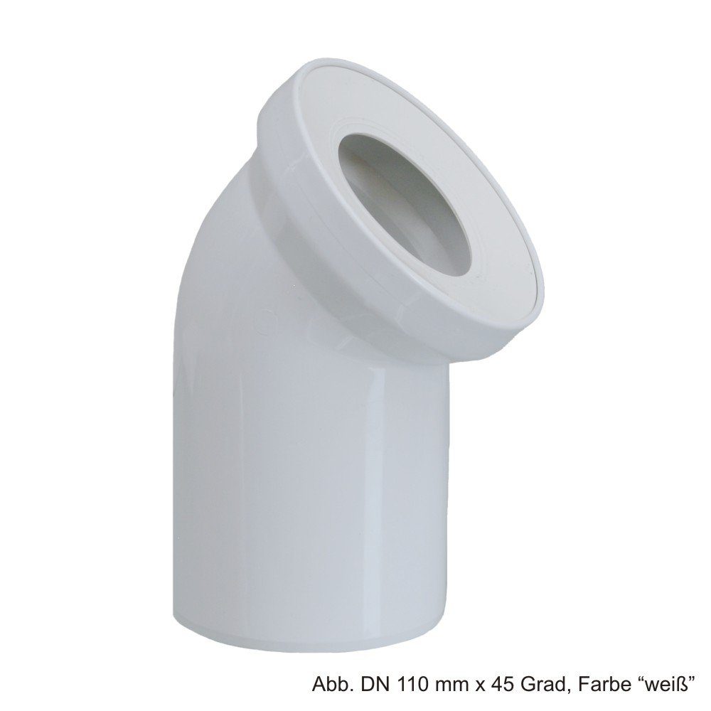WC-Anschlussrohr Universal-WC-Anschlussbogen 45 Grad mit Gummilippendichtung DN 110 mm