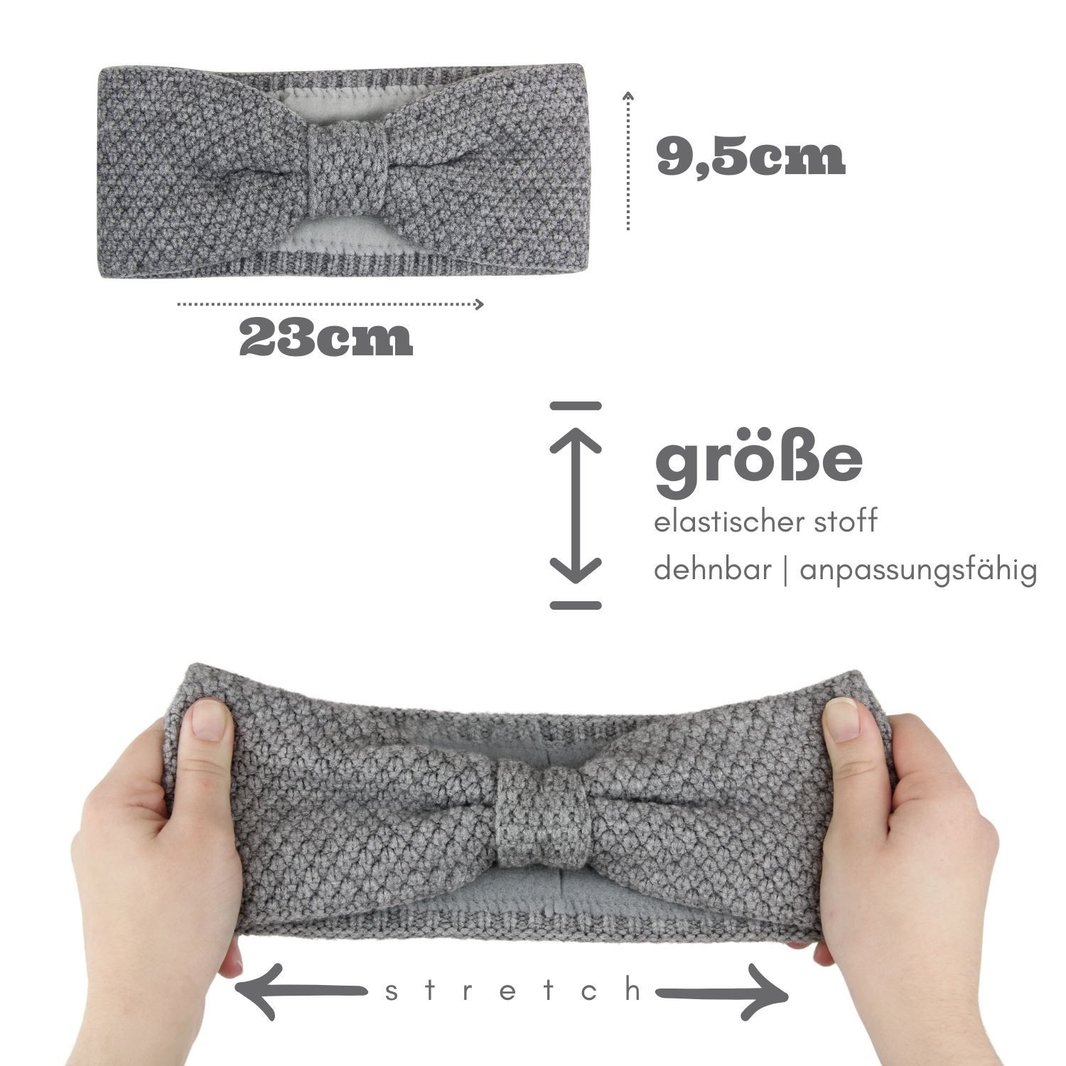 Frentree Stirnband Gefüttertes Haarband, Ohrenwärmer für Damen und Mädchen, Strickmuster mit Schleife und weichem Fleece Innenfutter – Bild 3 von 5