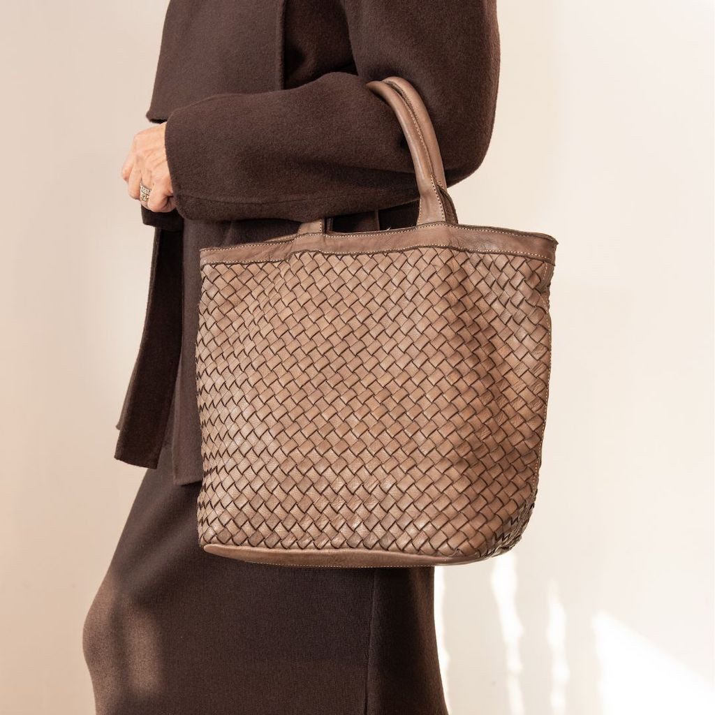 BZNA Handtasche Shopper Norma Designer Schultertasche Tasche, Geflochtenes Leder, geflochtenes Leder