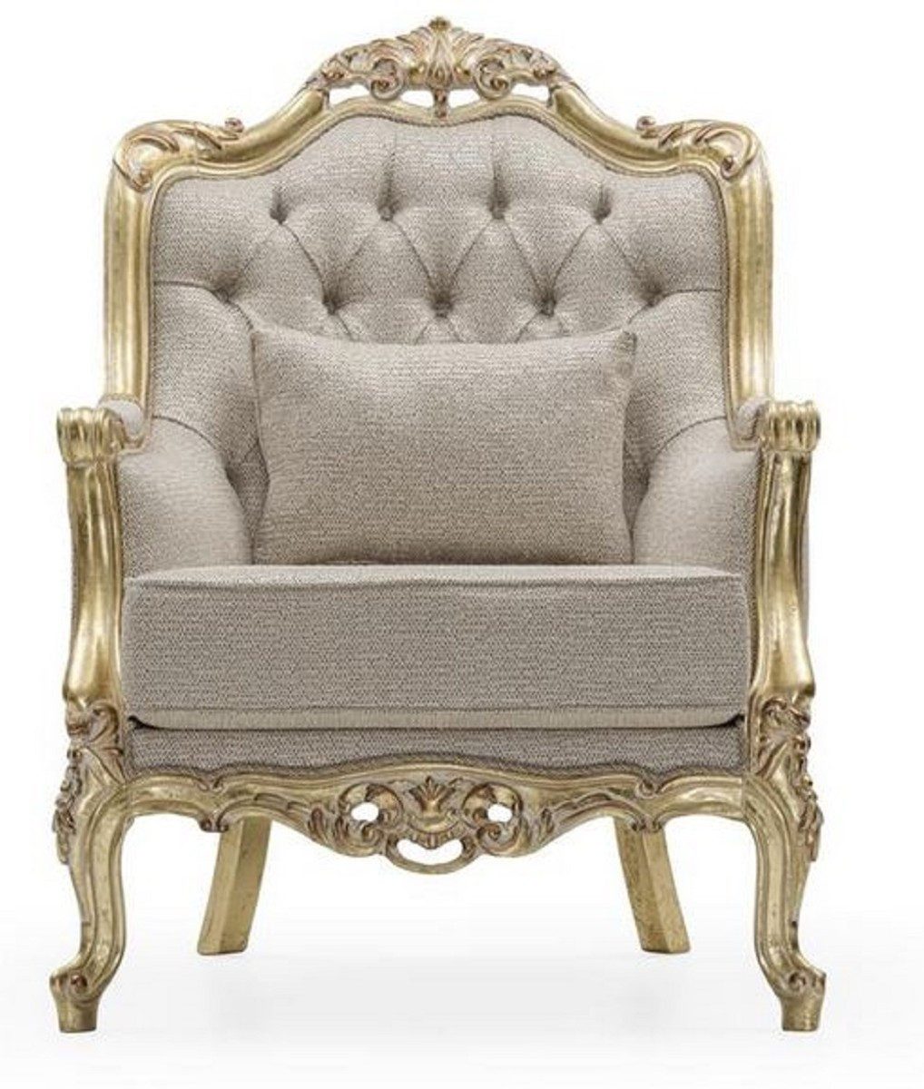 Casa Padrino Кресла Casa Padrino Luxus Barock Кресла Grau / Gold H. 105 cm - Barock Möbel