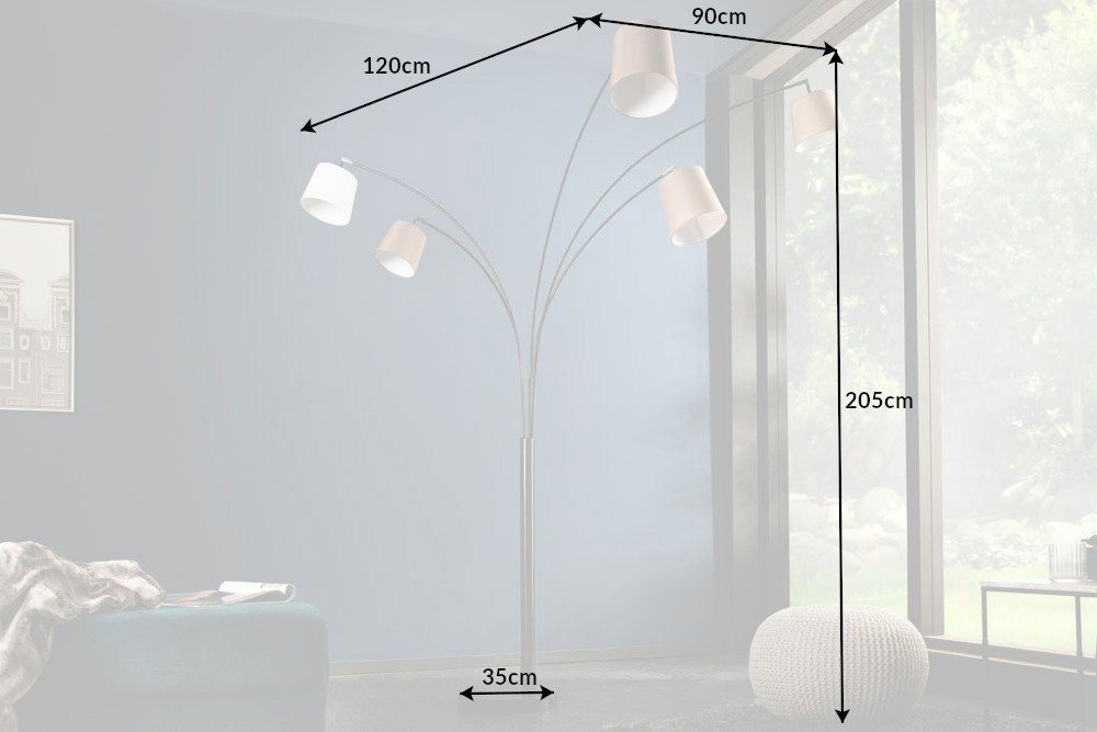 Retro Metall Leinen 205cm · beige Wohnzimmer / / Leuchtmittel, Marmor · Bogenlampe braun riess-ambiente weiß, ohne LEVELS · ·